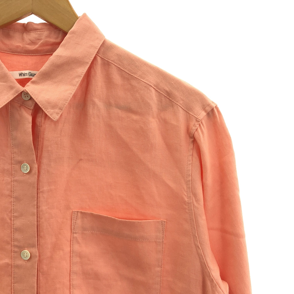 Whim Gazette / ウィムガゼット | リネン シャツ ワンピース | 36 | ピンク | レディース