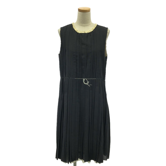 mina perhonen / mina perhonen | Mid-length pleated sleeveless dress | 36 | Black/beige | Women's