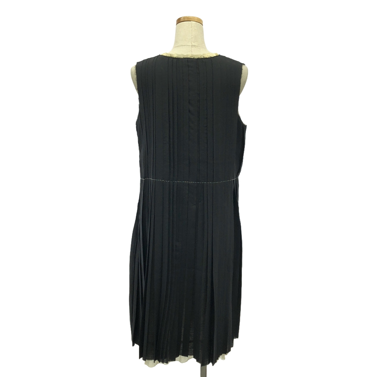 mina perhonen / mina perhonen | Mid-length pleated sleeveless dress | 36 | Black/beige | Women's