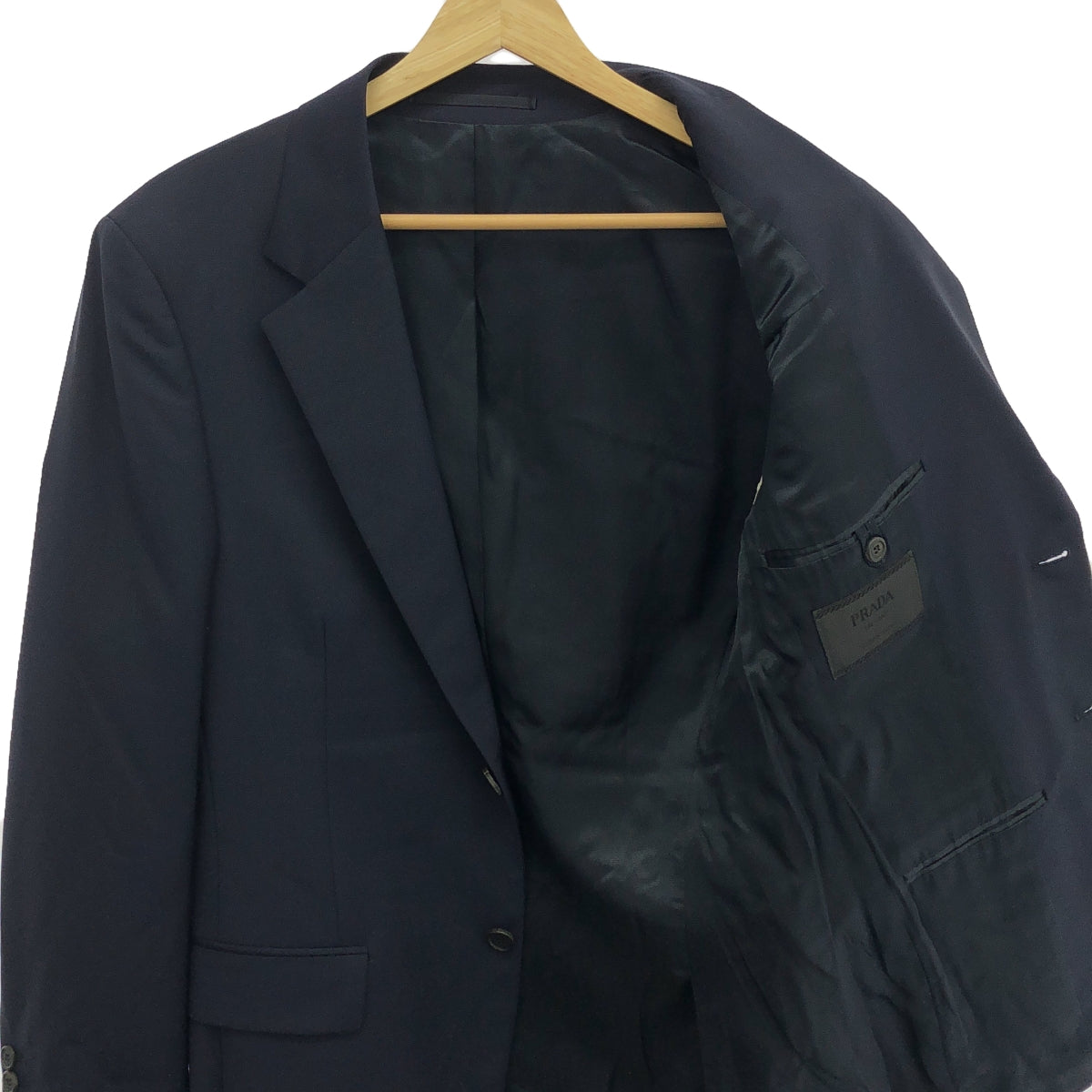 PRADA | 2B single-breasted tailored jacket suit / fully lined | 48 | Navy | Men's