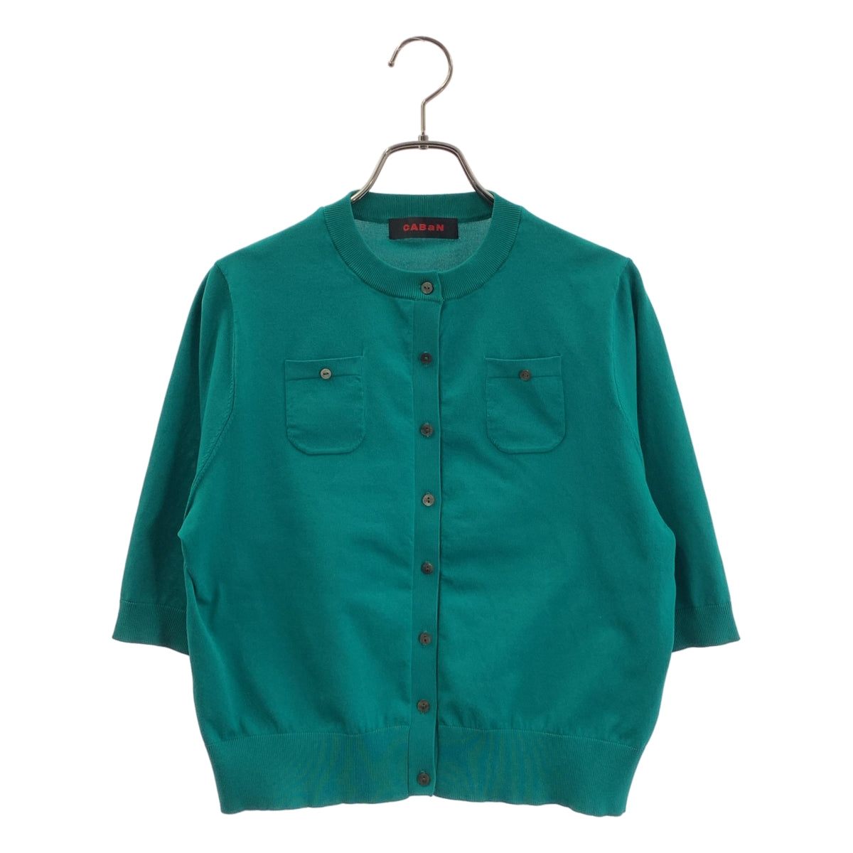 CABaN / キャバン | ファインポリエステル ハーフスリーブポケットカーディガン | S | レディース