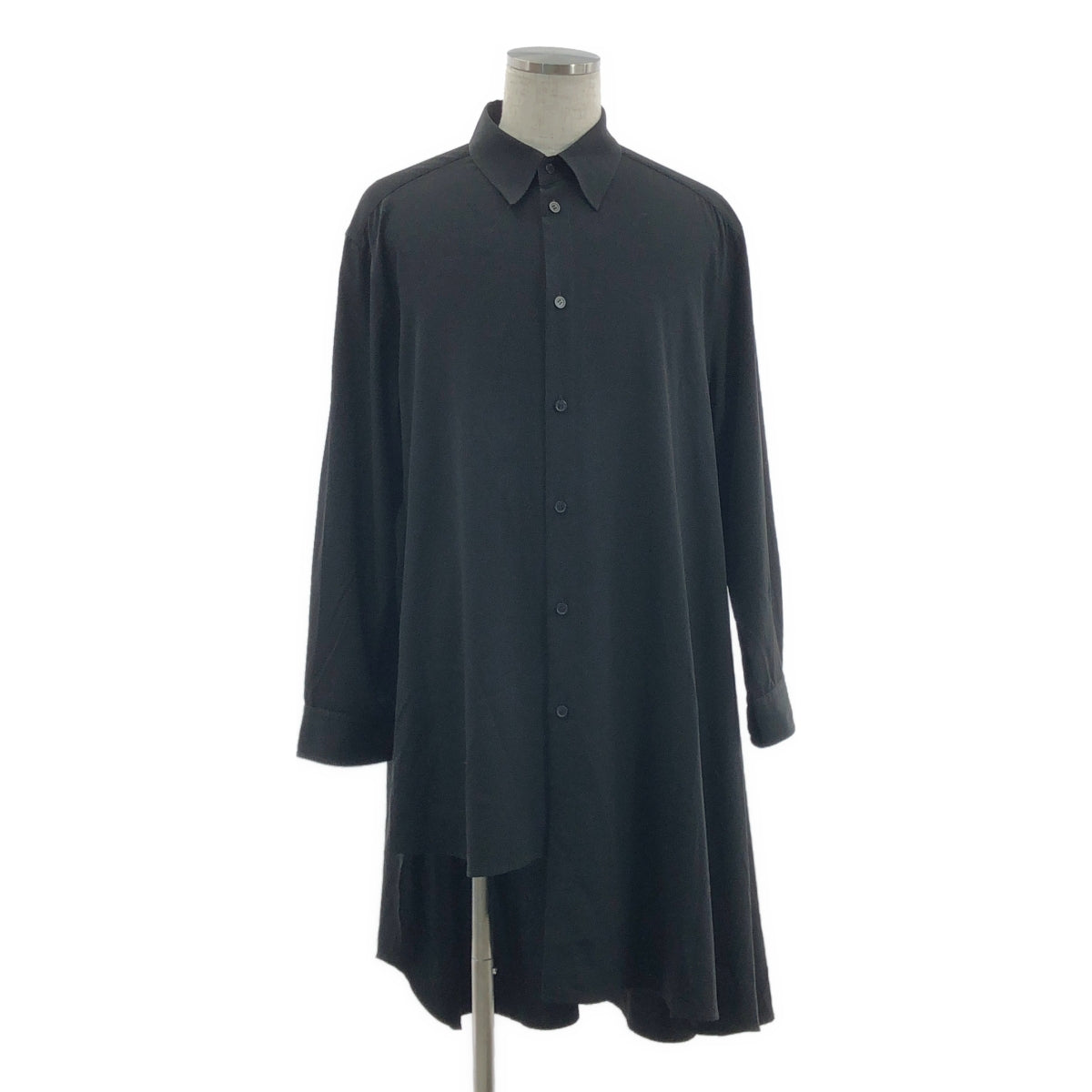 Ground Y / 그라운드 와이 | 2021AW | Big asymmetric shi / 트리아세테이트 비대칭 셔츠 | 3 | 블랙 | 남성