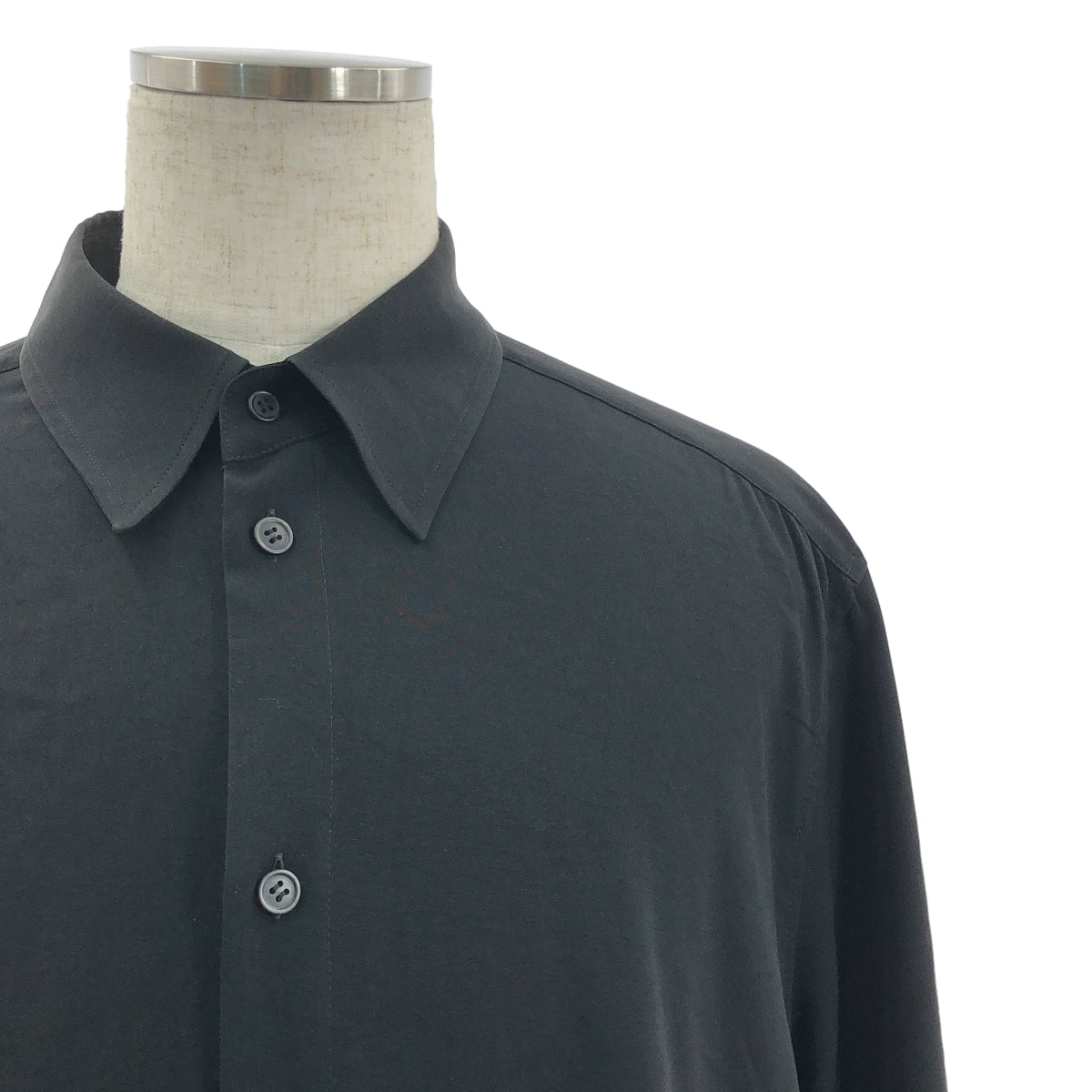 Ground Y / 그라운드 와이 | 2021AW | Big asymmetric shi / 트리아세테이트 비대칭 셔츠 | 3 | 블랙 | 남성