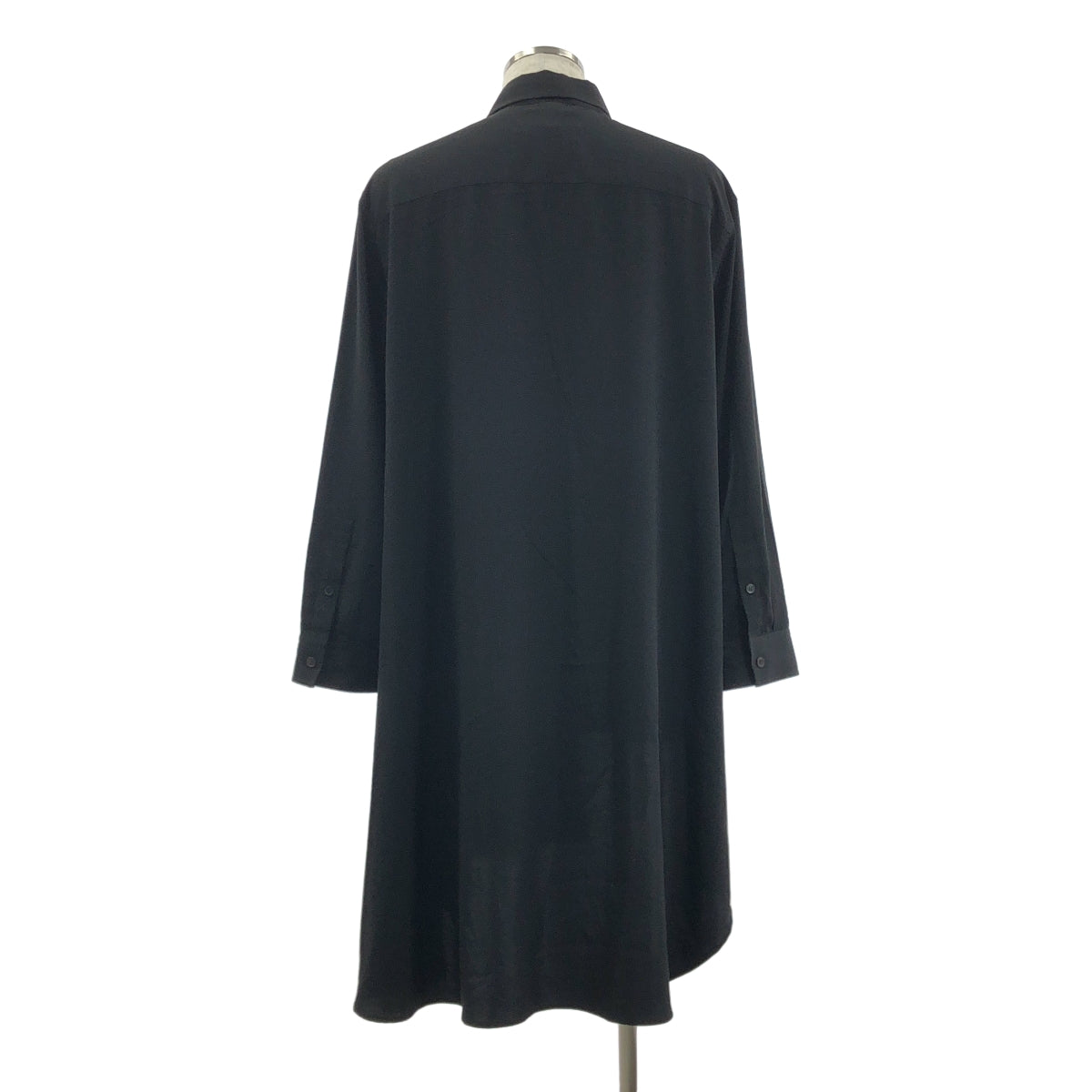 Ground Y / 그라운드 와이 | 2021AW | Big asymmetric shi / 트리아세테이트 비대칭 셔츠 | 3 | 블랙 | 남성