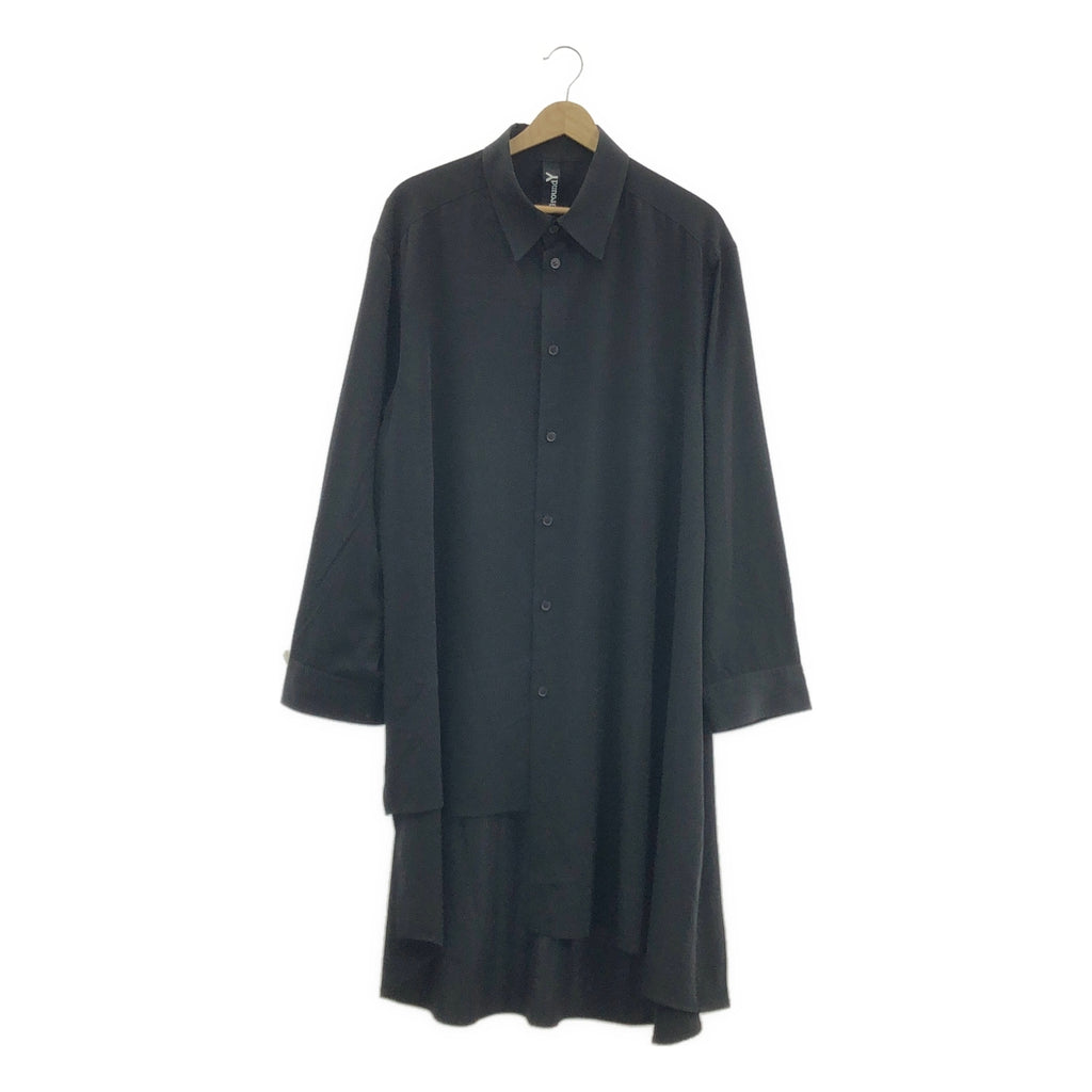 Ground Y / グラウンドワイ | 2021AW | Big asymmetric shi / トリアセテート アシンメトリー シャツ | 3 | ブラック | メンズ