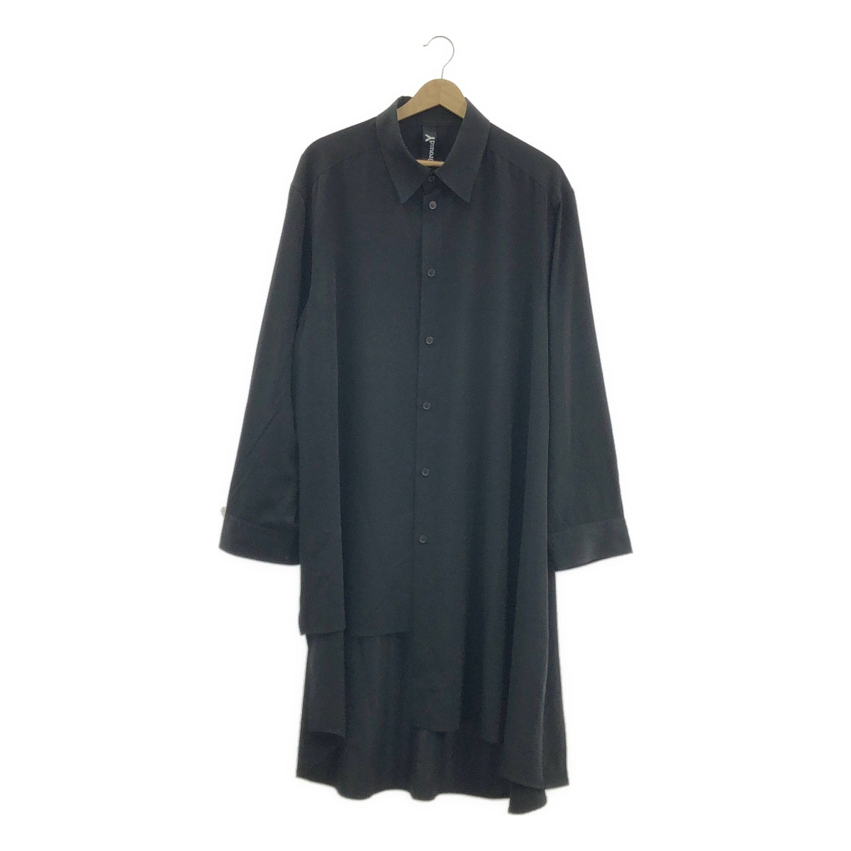 Ground Y / 그라운드 와이 | 2021AW | Big asymmetric shi / 트리아세테이트 비대칭 셔츠 | 3 | 블랙 | 남성