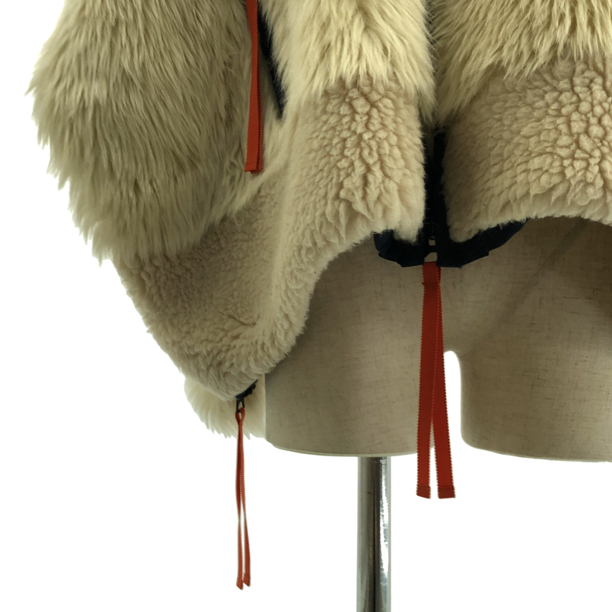 sacai | 2021W | 人造羊毛 x 人造毛皮夾克 / 毛皮邊飾圍巾外套夾克 / 全襯裡 | 尺寸 2 | 女款