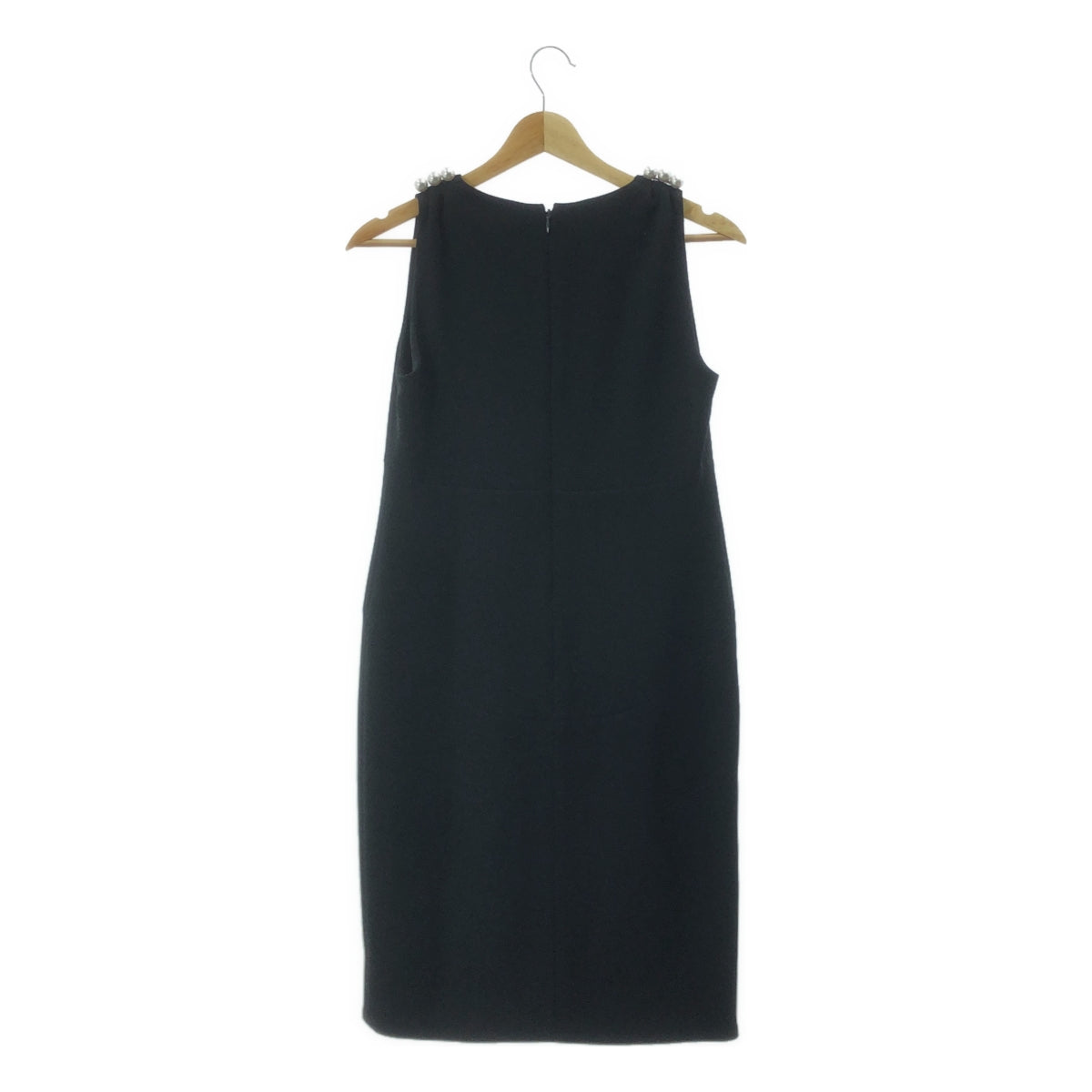 【美品】  YOKO CHAN / ヨーコチャン | ショルダーパール Vネック ノースリーブ ワンピース | 38 | ブラック | レディース