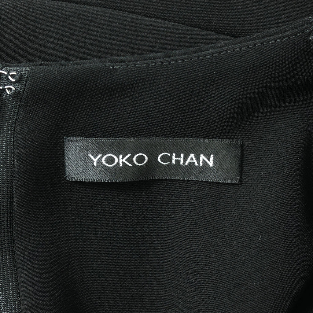 【美品】  YOKO CHAN / ヨーコチャン | ショルダーパール Vネック ノースリーブ ワンピース | 38 | ブラック | レディース