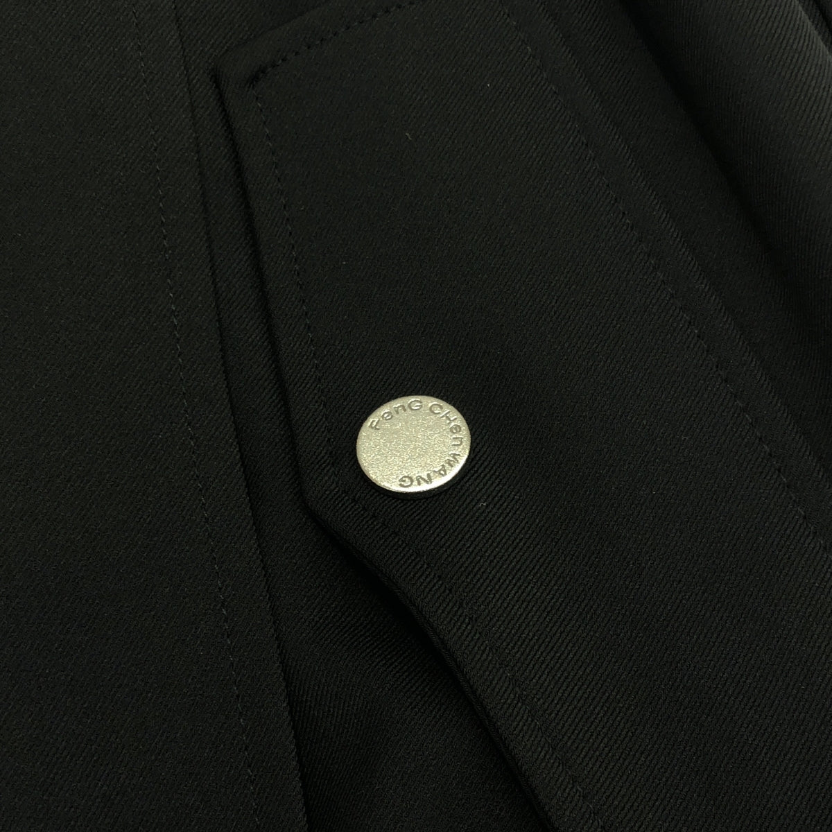 【美品】  FenG CHen WANG / フェンチェンワン | × Piaggio Landscape Bomber Jacket / オーバージャケット ブルゾン / ロゴ総裏地 | XS | ブラック/ターコイズグリーン系 | メンズ