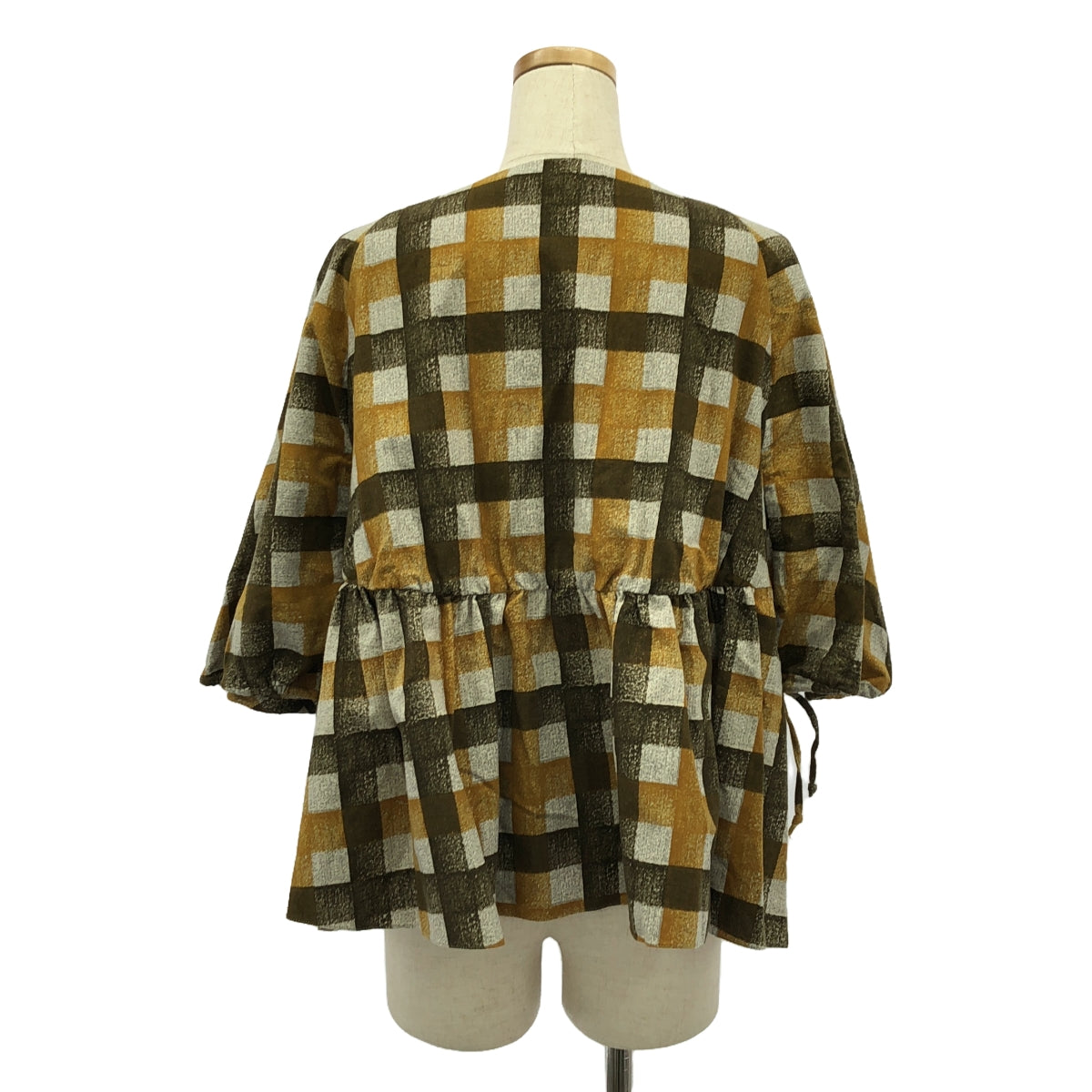 MARNI | Check Ribbon Gathered Blouse | 46 | Multicolor | Women's