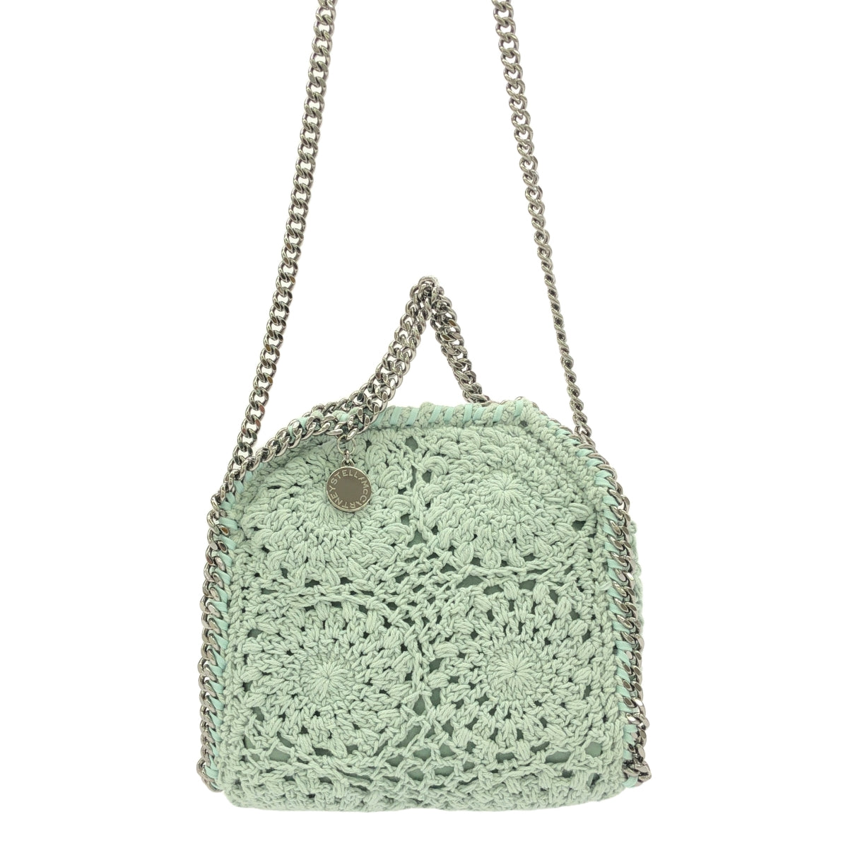 【美品】  STELLA McCARTNEY / ステラマッカートニー | 2way TINT TOTE / タイニートート クロシェ かぎ針編み ニット チェーンショルダーバッグ | LIGHT MINT | レディース