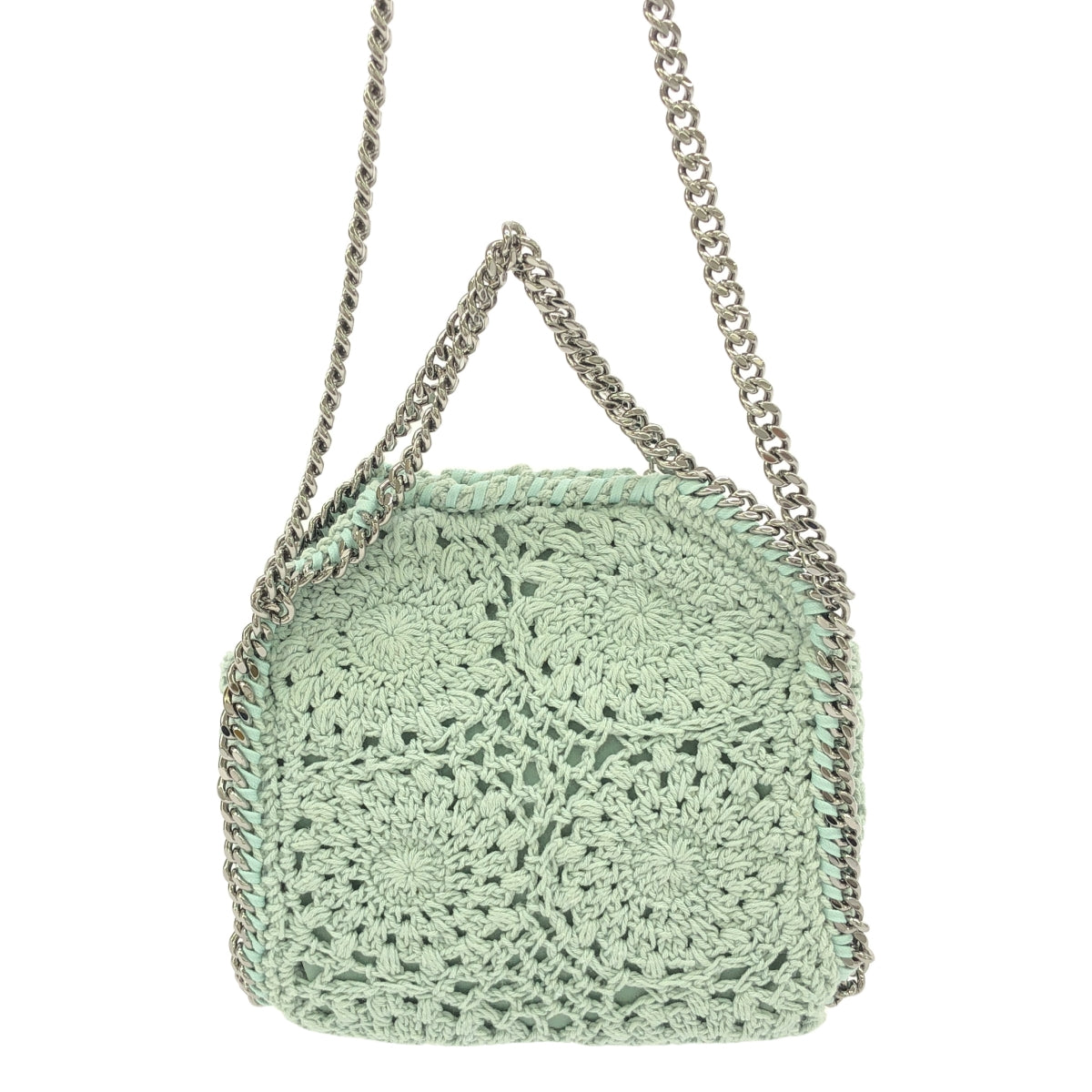 【美品】  STELLA McCARTNEY / ステラマッカートニー | 2way TINT TOTE / タイニートート クロシェ かぎ針編み ニット チェーンショルダーバッグ | LIGHT MINT | レディース