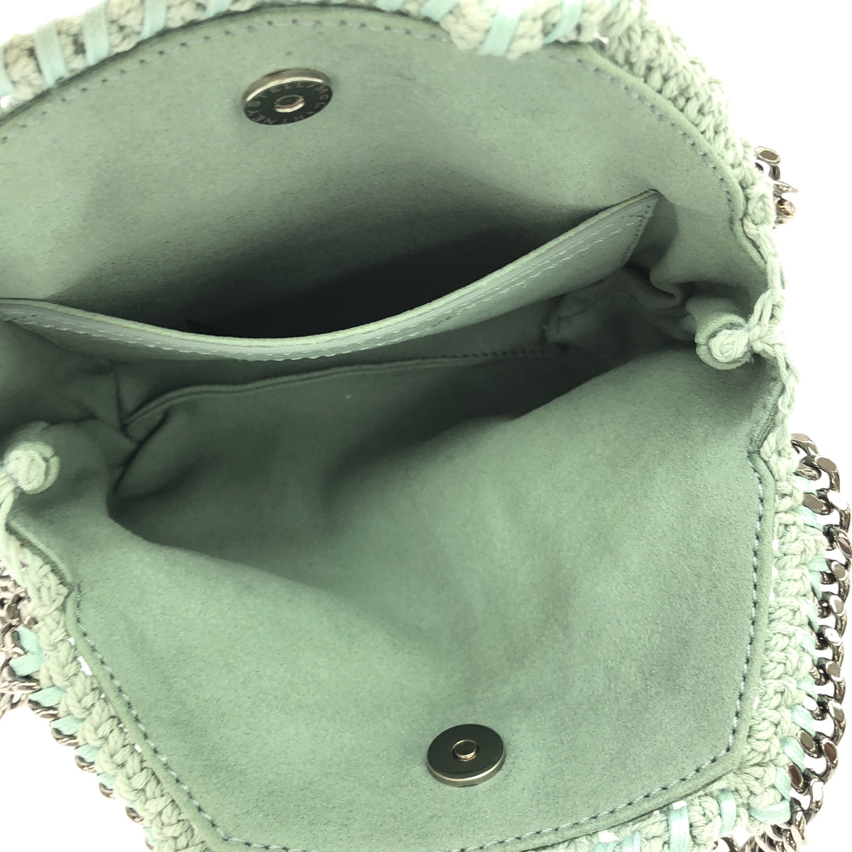 【美品】  STELLA McCARTNEY / ステラマッカートニー | 2way TINT TOTE / タイニートート クロシェ かぎ針編み ニット チェーンショルダーバッグ | LIGHT MINT | レディース