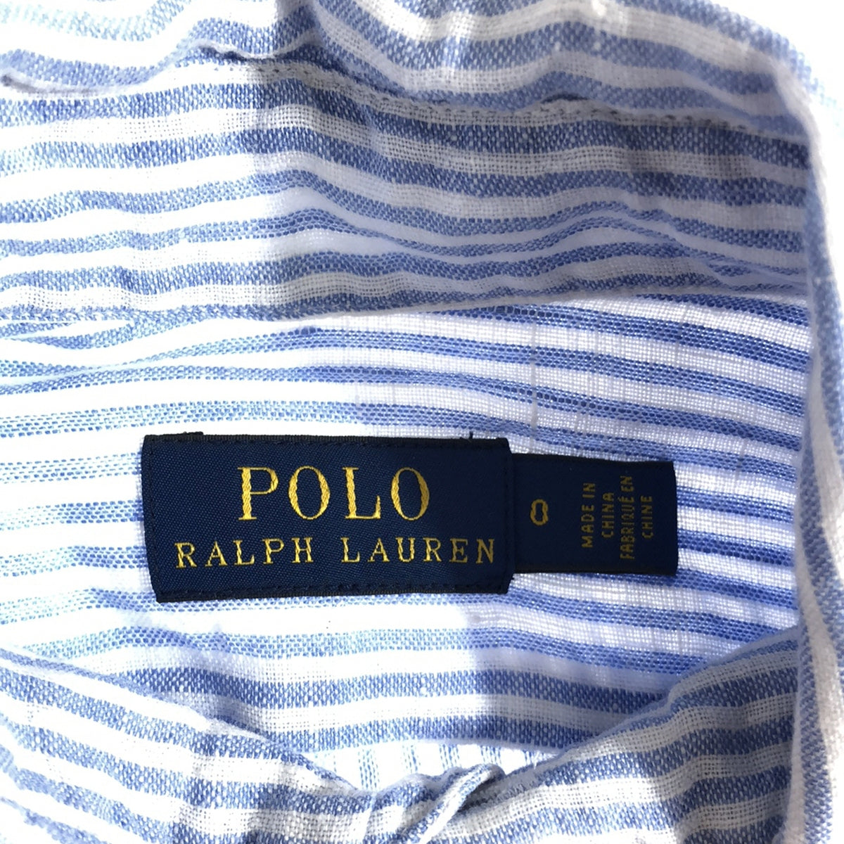 【미품】 POLO RALPH LAUREN / 폴로랄프로렌 | 린넨 벨트 롱 셔츠 원피스 | 0 | 화이트/블루 | 여성