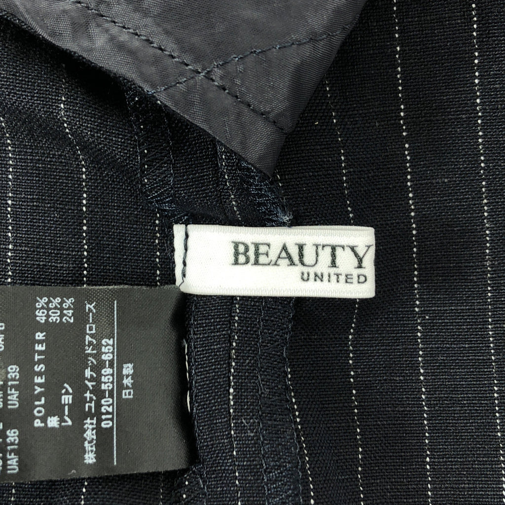 【美品】  BEAUTY&YOUTH / ビューティーアンドユース | ストライプ ポケット付き キャミワンピース | S | ダークネイビー | レディース