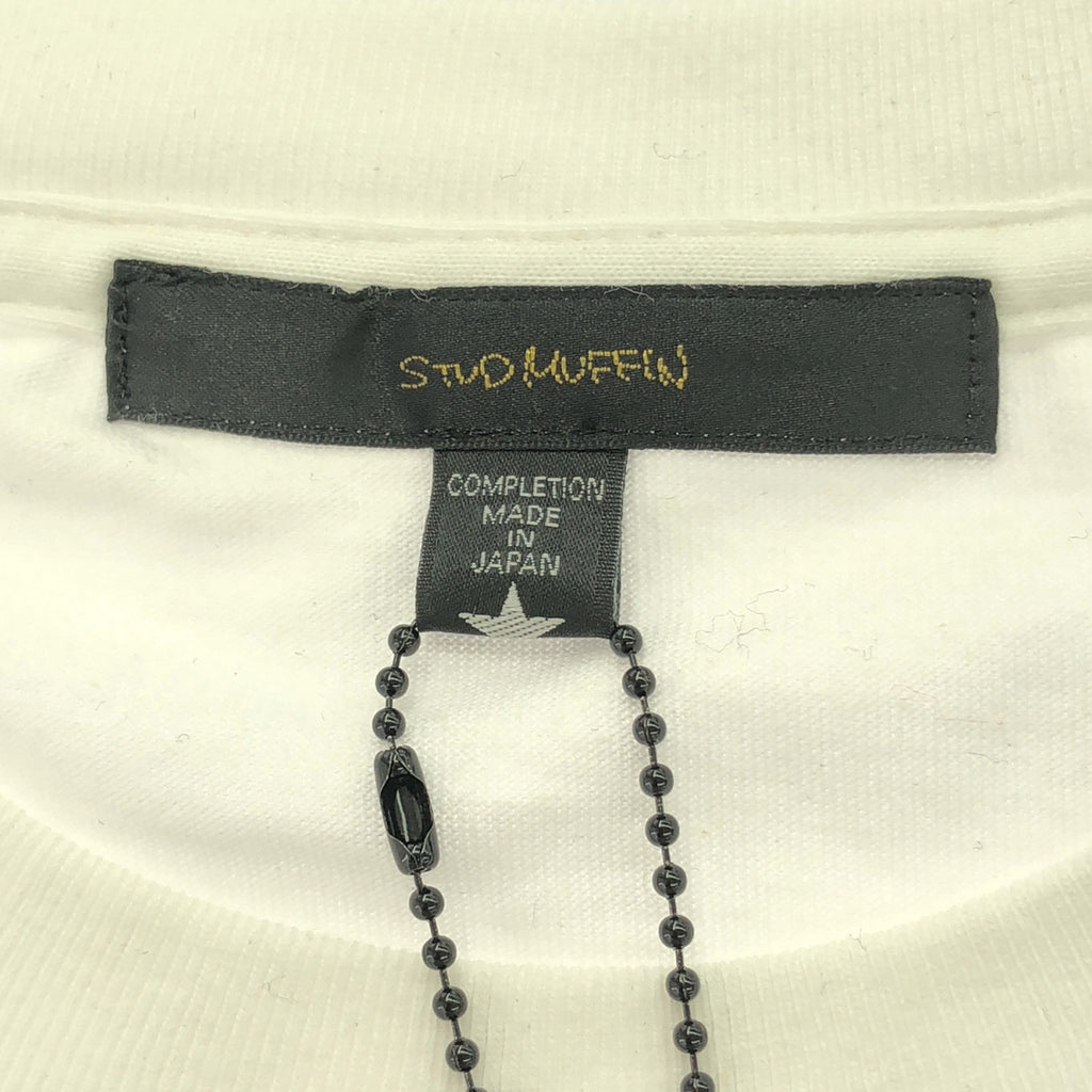 【美品】  STUD MUFFIN / スタッドマフィン | スパンコール ロゴ プリント クルーネック カットソー | 4 | white | メンズ