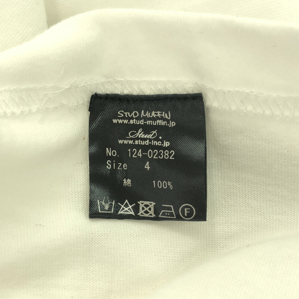 【美品】  STUD MUFFIN / スタッドマフィン | スパンコール ロゴ プリント クルーネック カットソー | 4 | white | メンズ