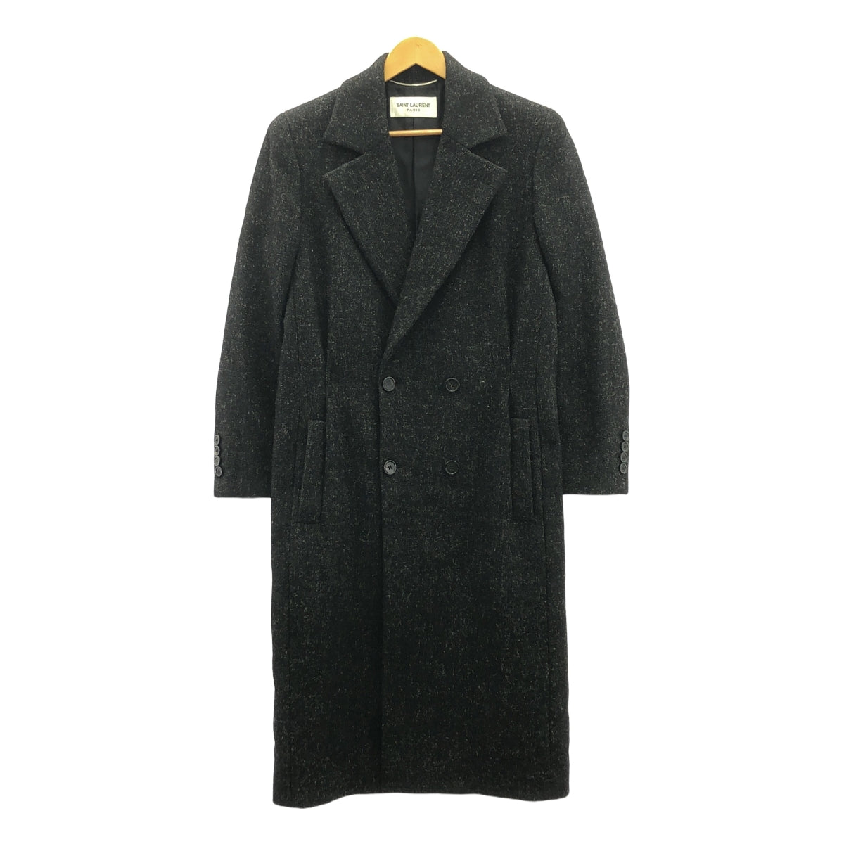 【美品】  SAINT LAURENT PARIS / サンローランパリ | ダブルブレスト チェスターコート | 46 | ブラック | メンズ