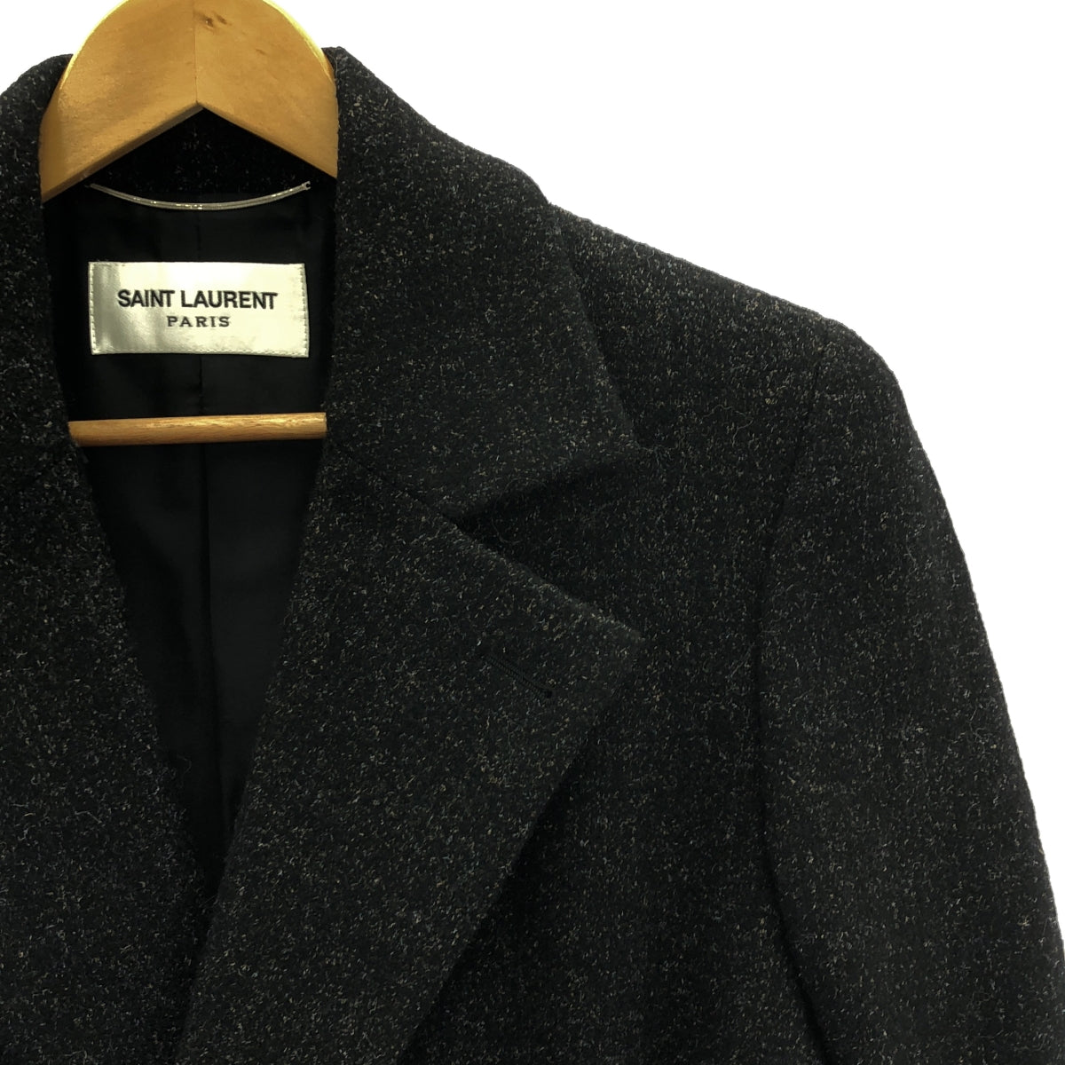 【美品】  SAINT LAURENT PARIS / サンローランパリ | ダブルブレスト チェスターコート | 46 | ブラック | メンズ