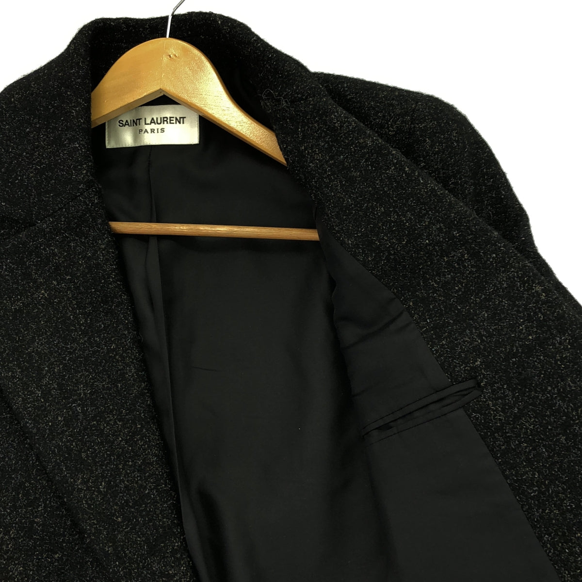 【美品】  SAINT LAURENT PARIS / サンローランパリ | ダブルブレスト チェスターコート | 46 | ブラック | メンズ