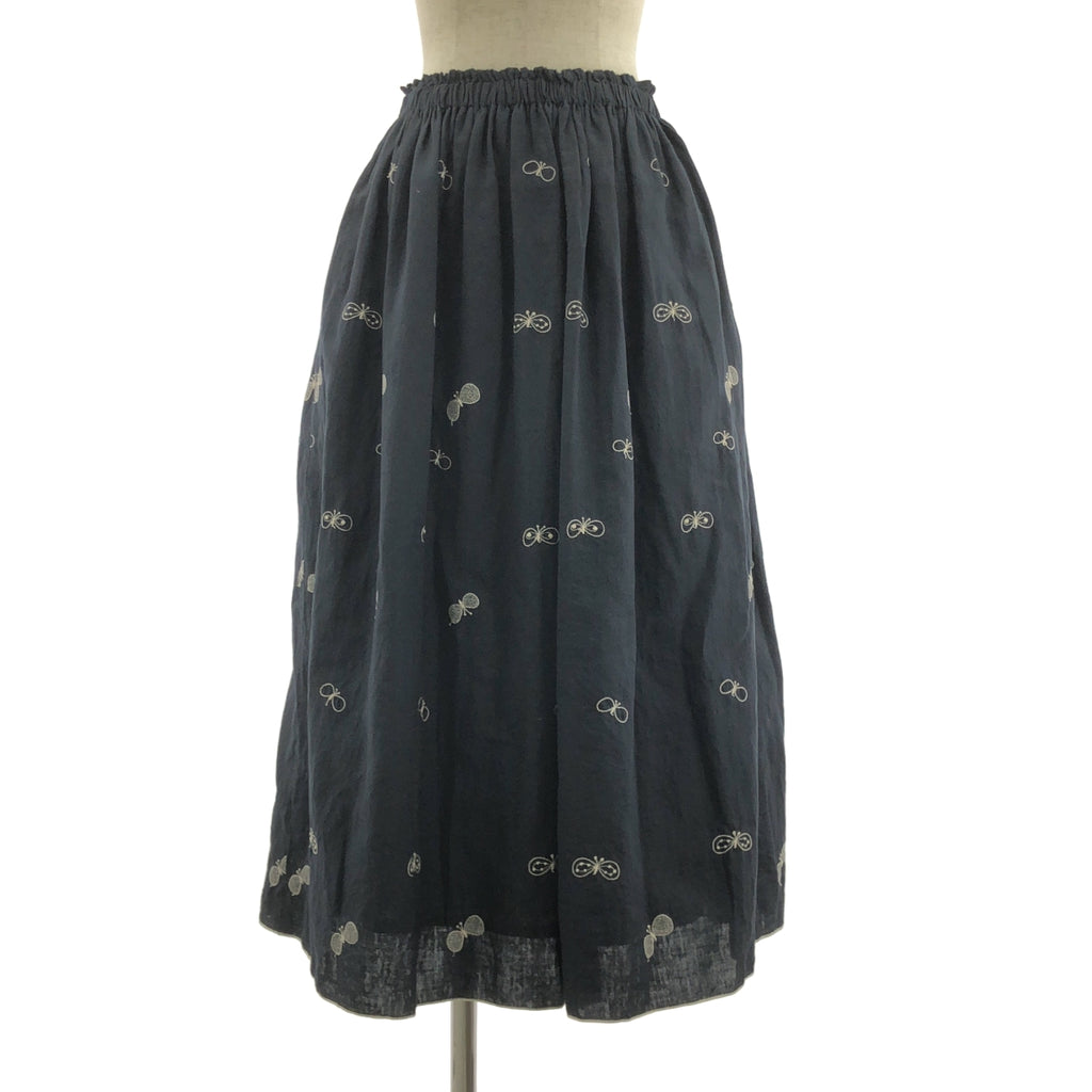 mina perhonen / ミナペルホネン | choucho / ちょうちょ エンブロイダリー ウエストゴム ボリューム スカート / 裏地付き | 38 | レディース