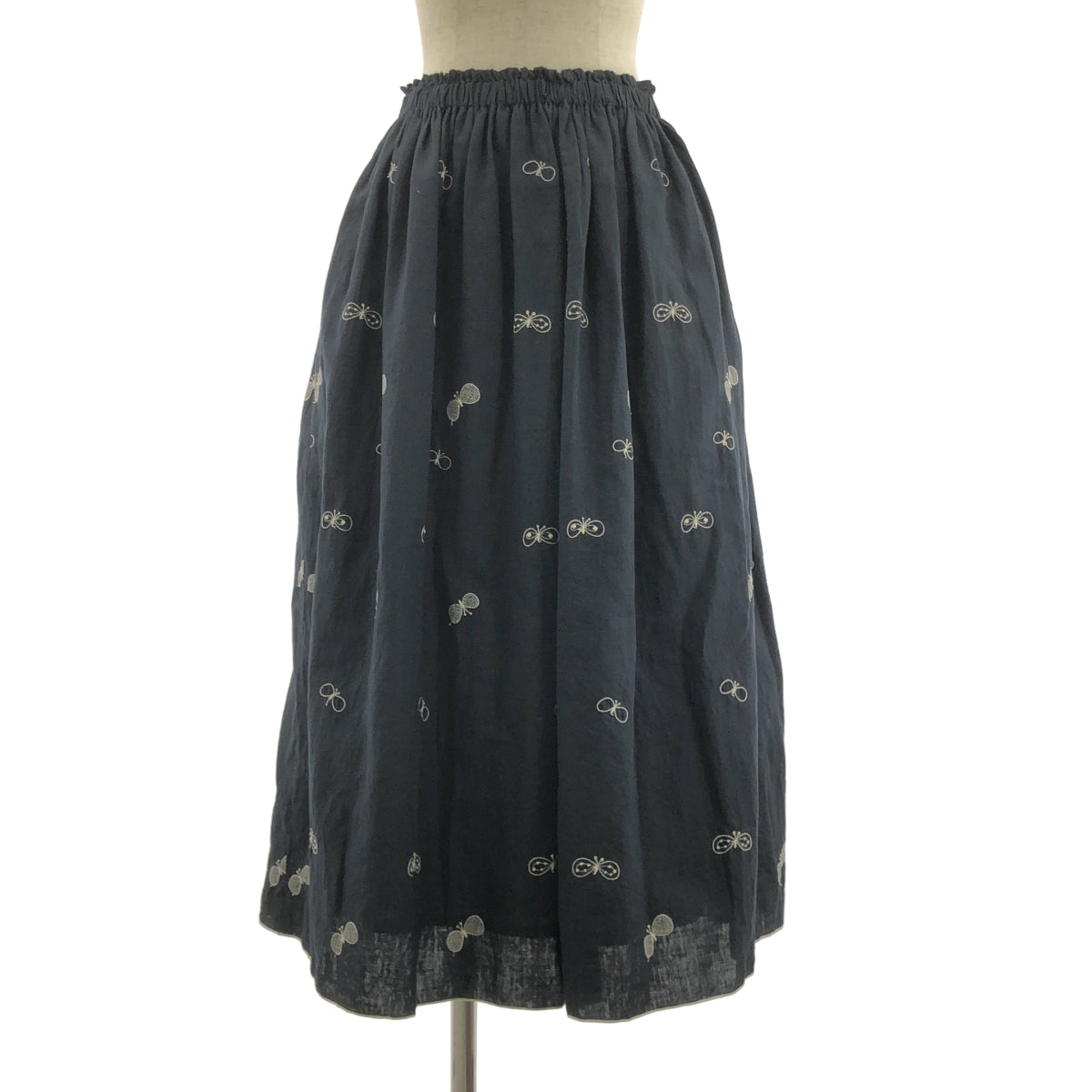 mina perhonen / ミナペルホネン | choucho / ちょうちょ エンブロイダリー ウエストゴム ボリューム スカート / 裏地付き | 38 | レディース
