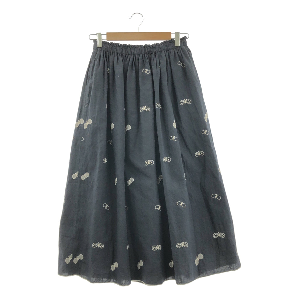 mina perhonen / ミナペルホネン | choucho / ちょうちょ エンブロイダリー ウエストゴム ボリューム スカート / 裏地付き | 38 | レディース