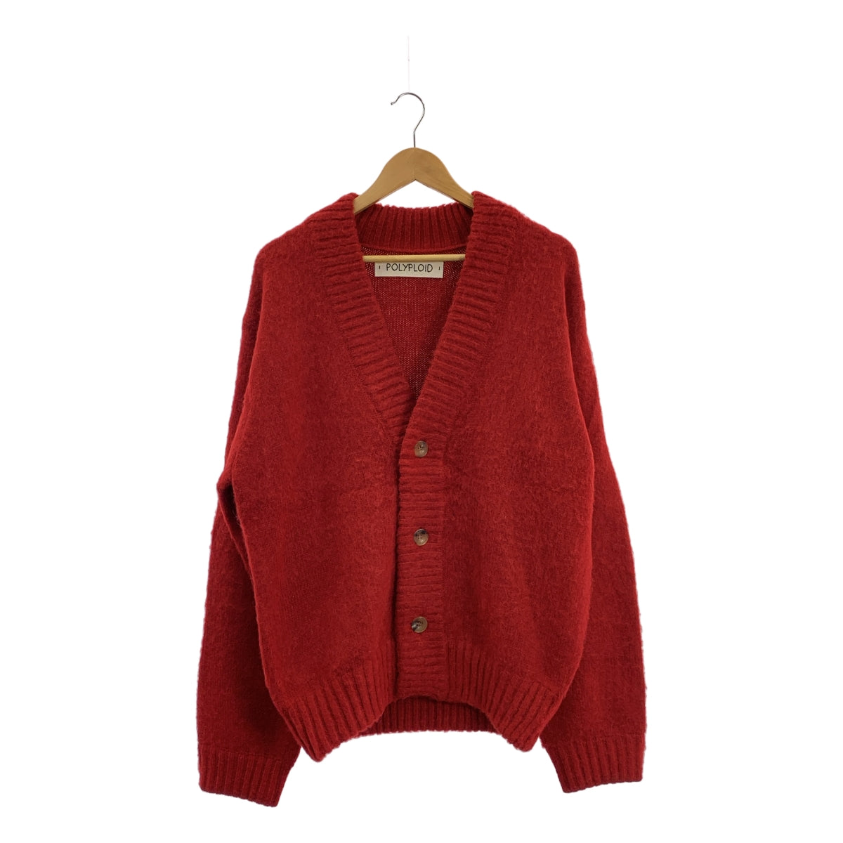 POLYPLOID / 폴리프로이드 | KNIT CARDIGAN / 믹스 울 돼지 가죽 가죽 팔꿈치 패치 니트 카디건 | 3 | 남성