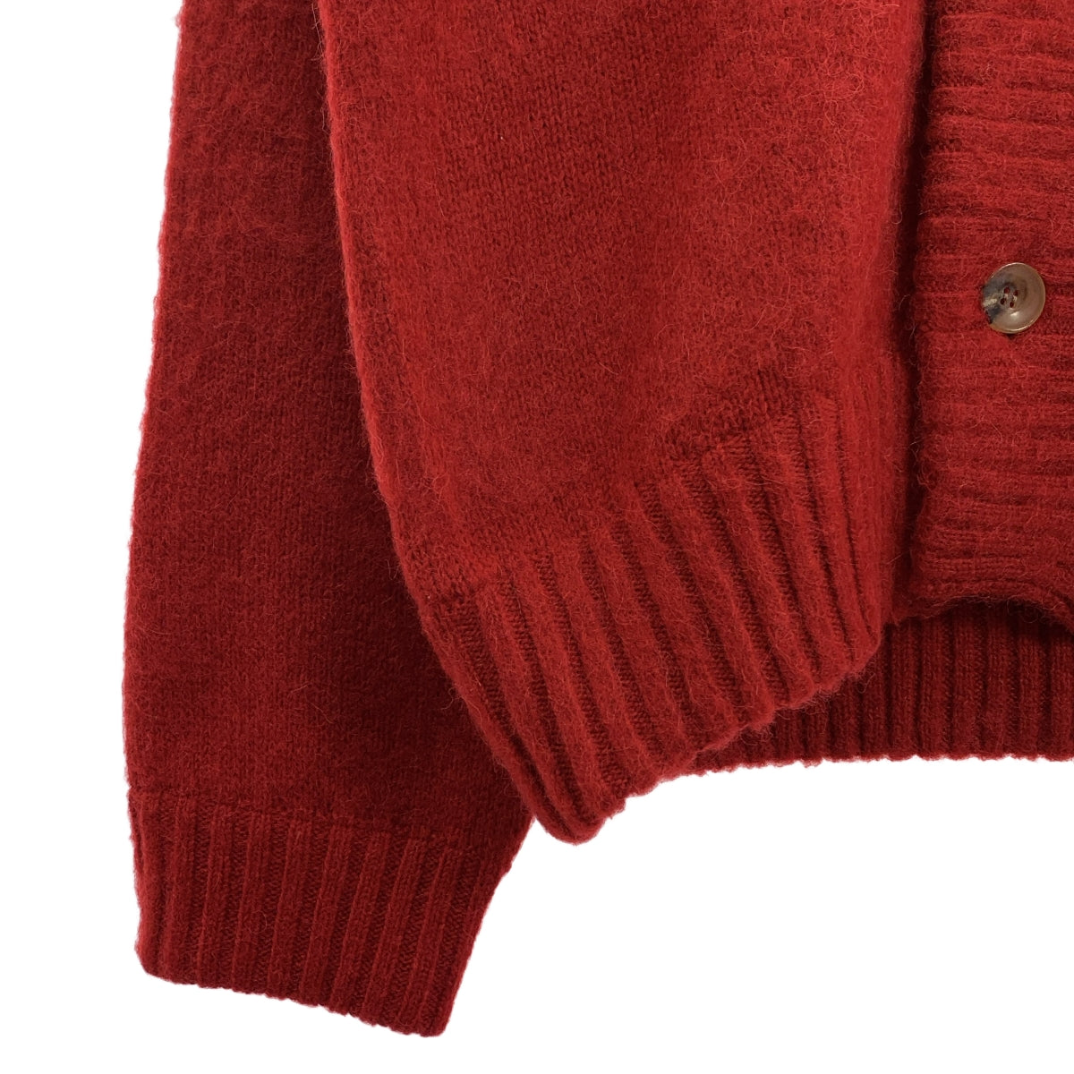 POLYPLOID / 폴리프로이드 | KNIT CARDIGAN / 믹스 울 돼지 가죽 가죽 팔꿈치 패치 니트 카디건 | 3 | 남성