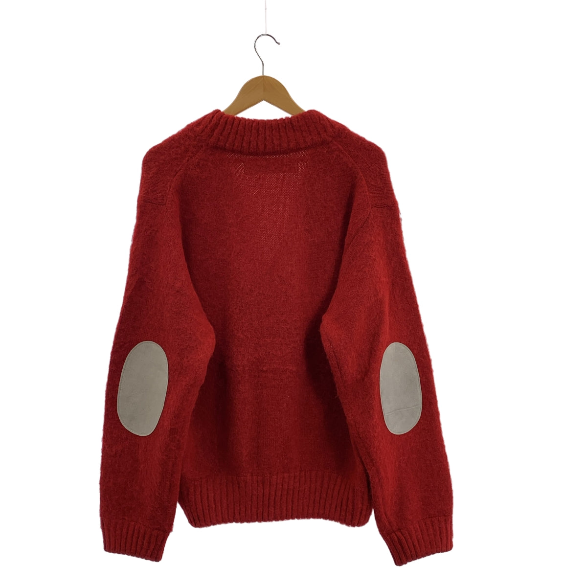 POLYPLOID / 폴리프로이드 | KNIT CARDIGAN / 믹스 울 돼지 가죽 가죽 팔꿈치 패치 니트 카디건 | 3 | 남성