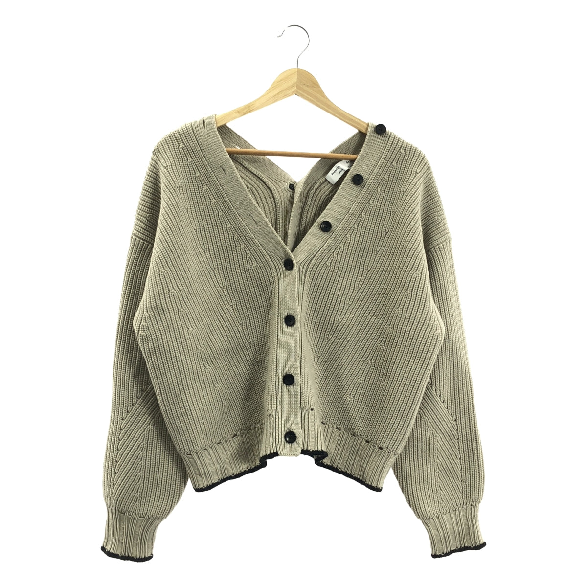 Proenza Schouler / 프로 엔자 스쿨러 | V 넥 리브 바이 컬러 니트 | S | 그라 지 / 블랙 | 여성