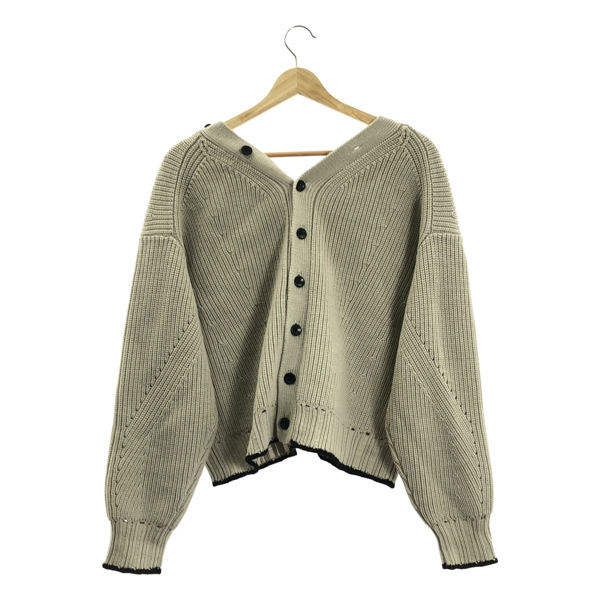 Proenza Schouler / 프로 엔자 스쿨러 | V 넥 리브 바이 컬러 니트 | S | 그라 지 / 블랙 | 여성