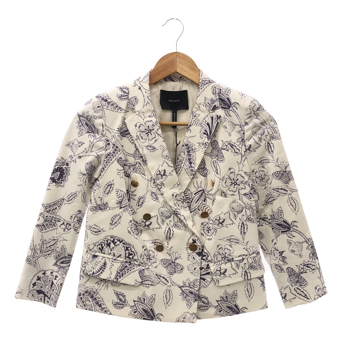 ISABEL MARANT | Flower print double-breasted jacket | Size 36 | White/Navy | Women's