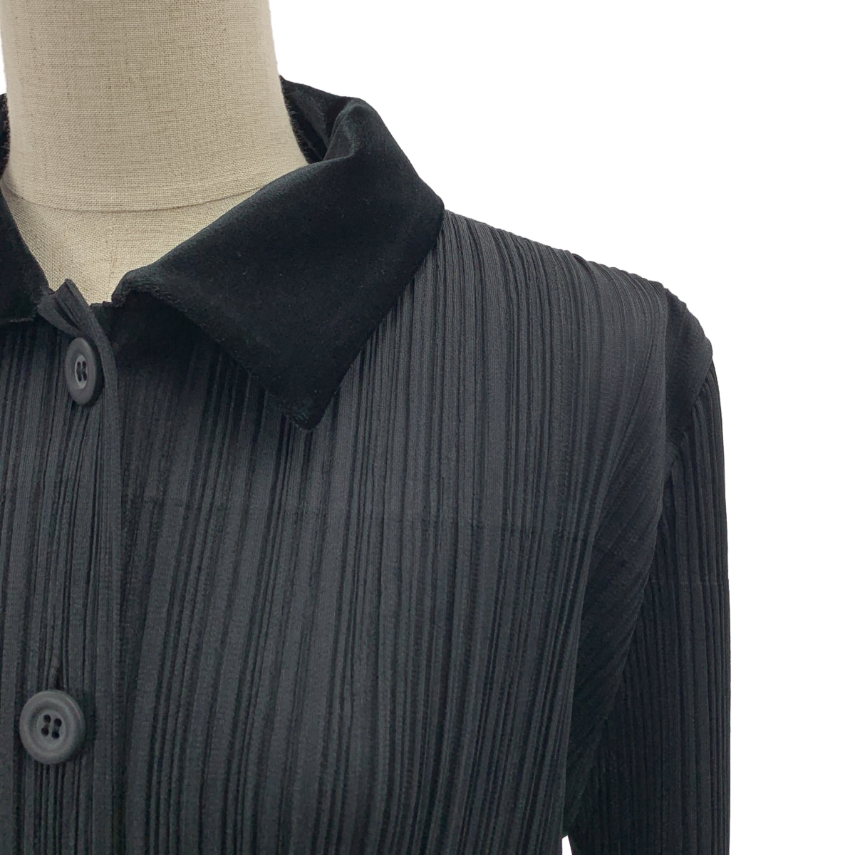 褶襉設計 三宅一生 | 天鵝絨領長外套 | 2碼 | 女款