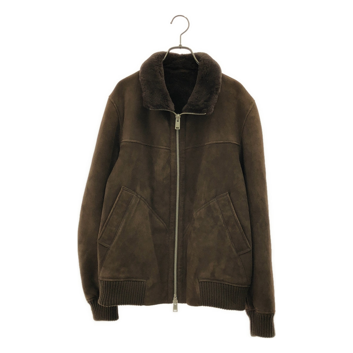 ARMA / アルマ | 羊革 ムートン レザー ボア ロゴジップ ジャケット | 46 | メンズ