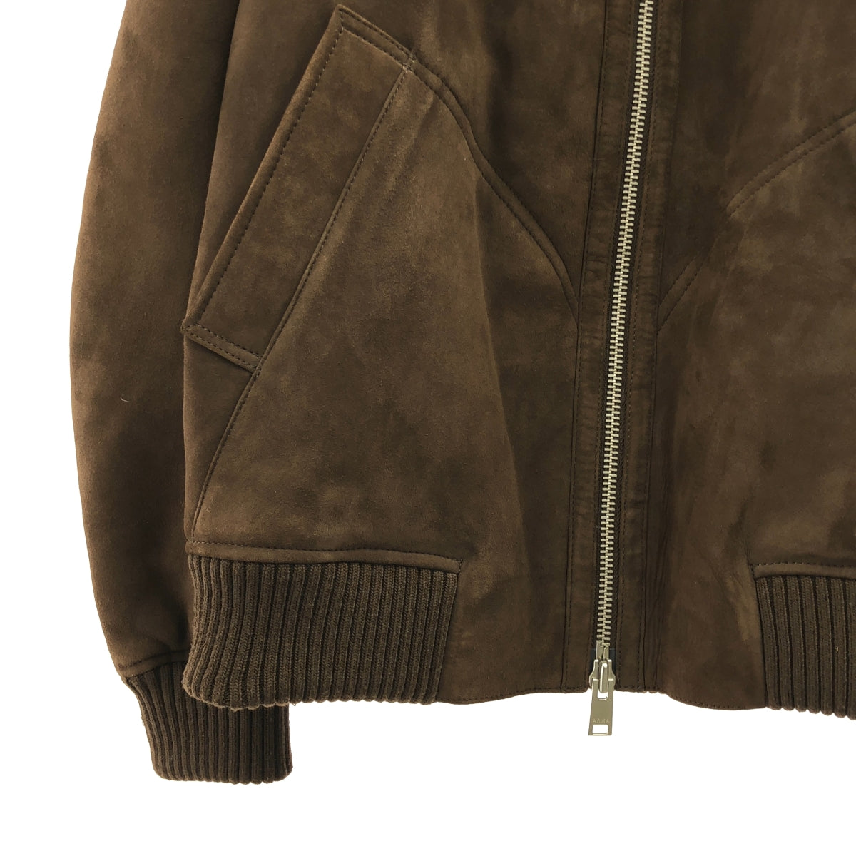 ARMA / アルマ | 羊革 ムートン レザー ボア ロゴジップ ジャケット | 46 | メンズ