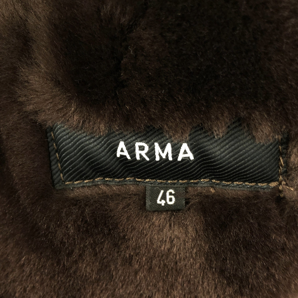 ARMA / 阿爾瑪 | 羊皮 羊羔毛 皮革 刷毛 Logo 拉鍊外套 | 46 | 男款