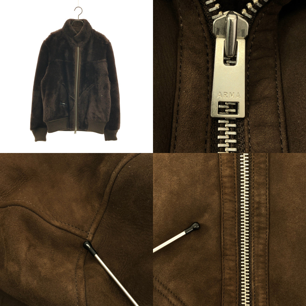 ARMA / 阿爾瑪 | 羊皮 羊羔毛 皮革 刷毛 Logo 拉鍊外套 | 46 | 男款