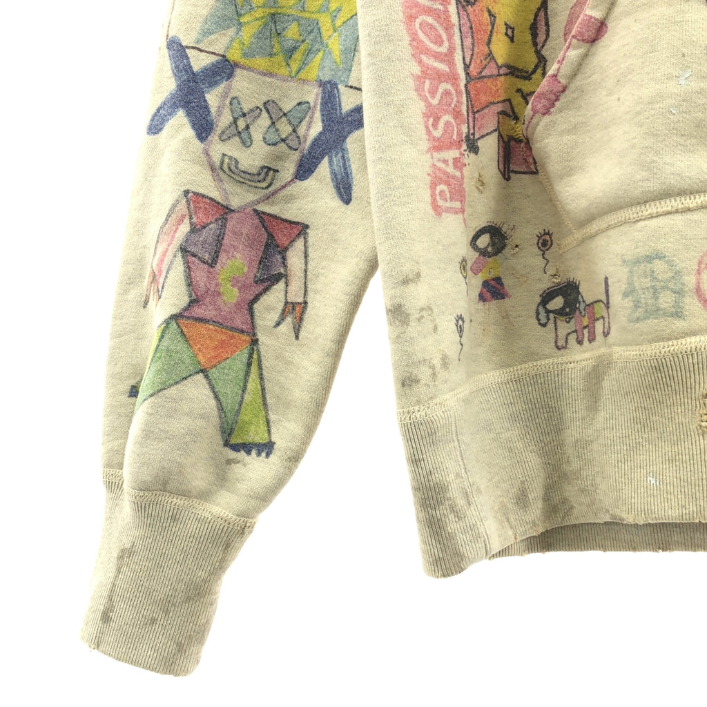 SAINT MICHAEL  Mxxxxxx / セントマイケル | ヴィンテージ加工 グラフィティ フーディ プルオーバー パーカー | S | アイボリー | メンズ