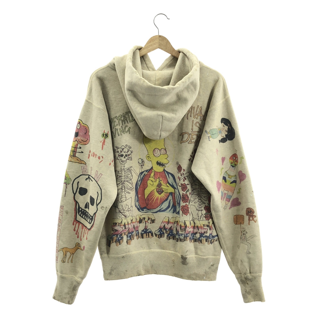 SAINT MICHAEL  Mxxxxxx / セントマイケル | ヴィンテージ加工 グラフィティ フーディ プルオーバー パーカー | S | アイボリー | メンズ