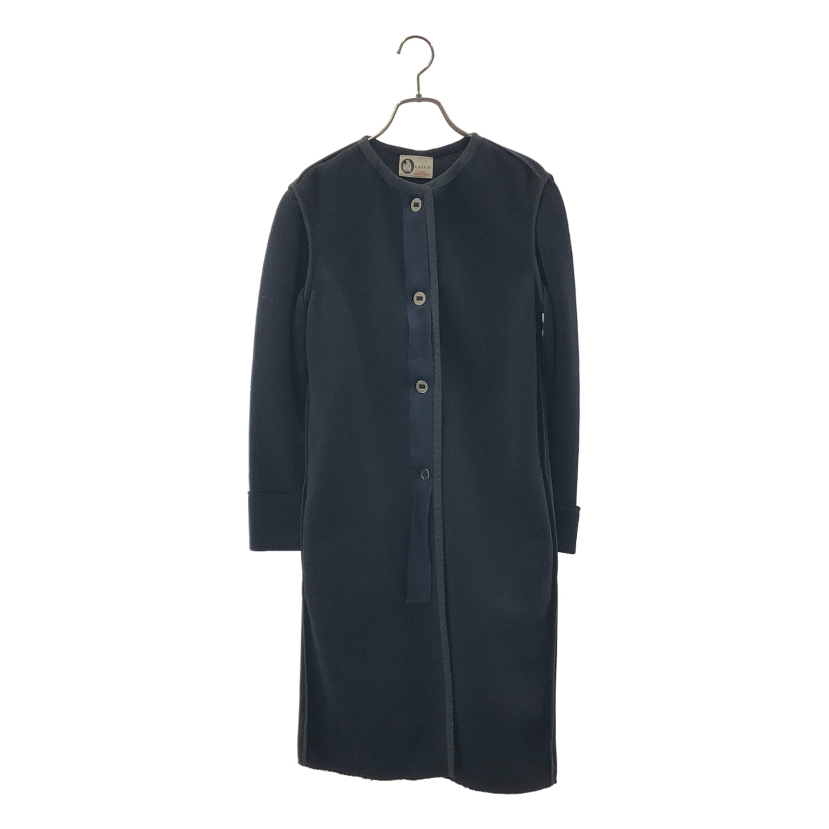 LANVIN / ランバン | ウール カットオフ ノーカラー ロングコート | 38 | レディース