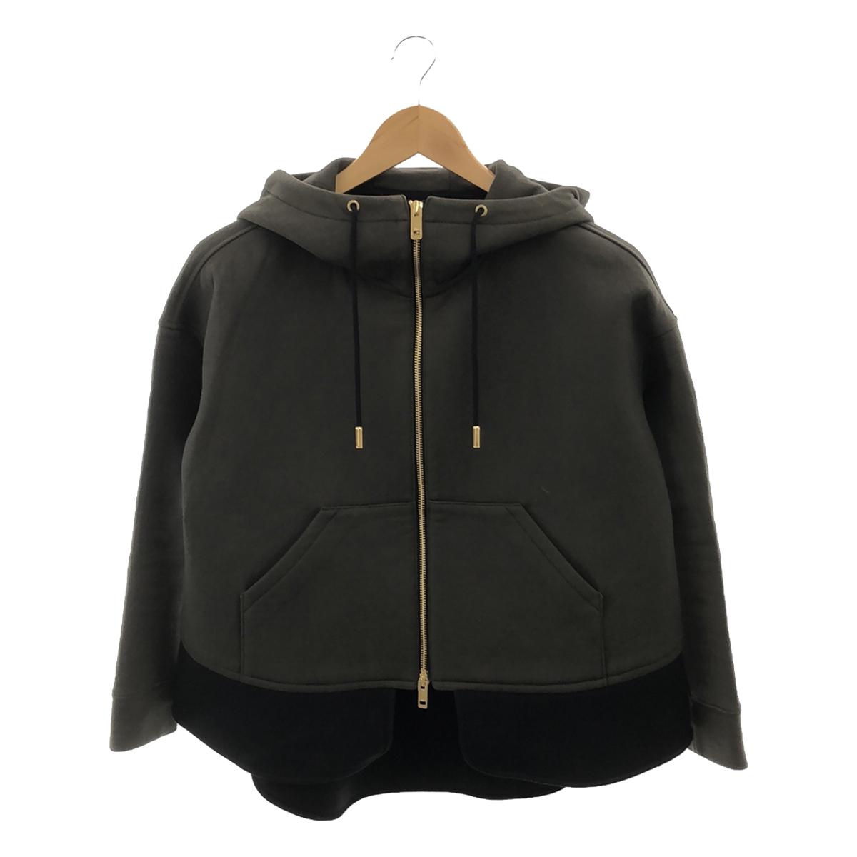 THE RERACS | Polyester cotton hem switching zip-up hoodie | 36 | Olive | Women's