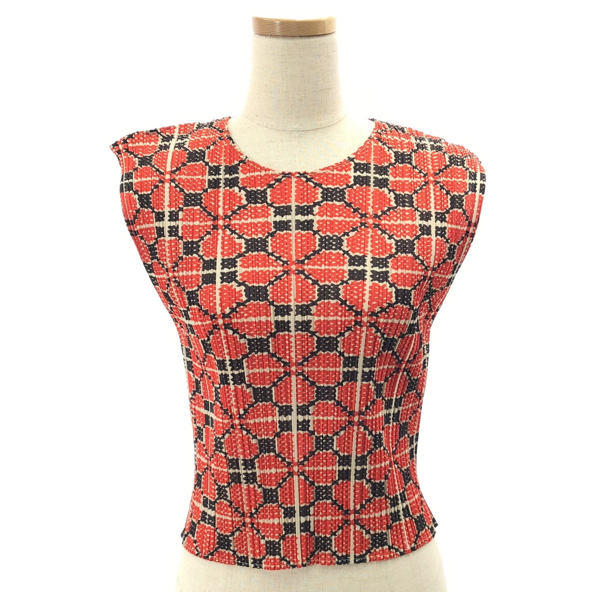 PLEATS PLEASE ISSEY MIYAKE / 플리츠 프리즈 이세이 미야케 | 총무늬 민소매 풀오버 | 3 | 레드 |