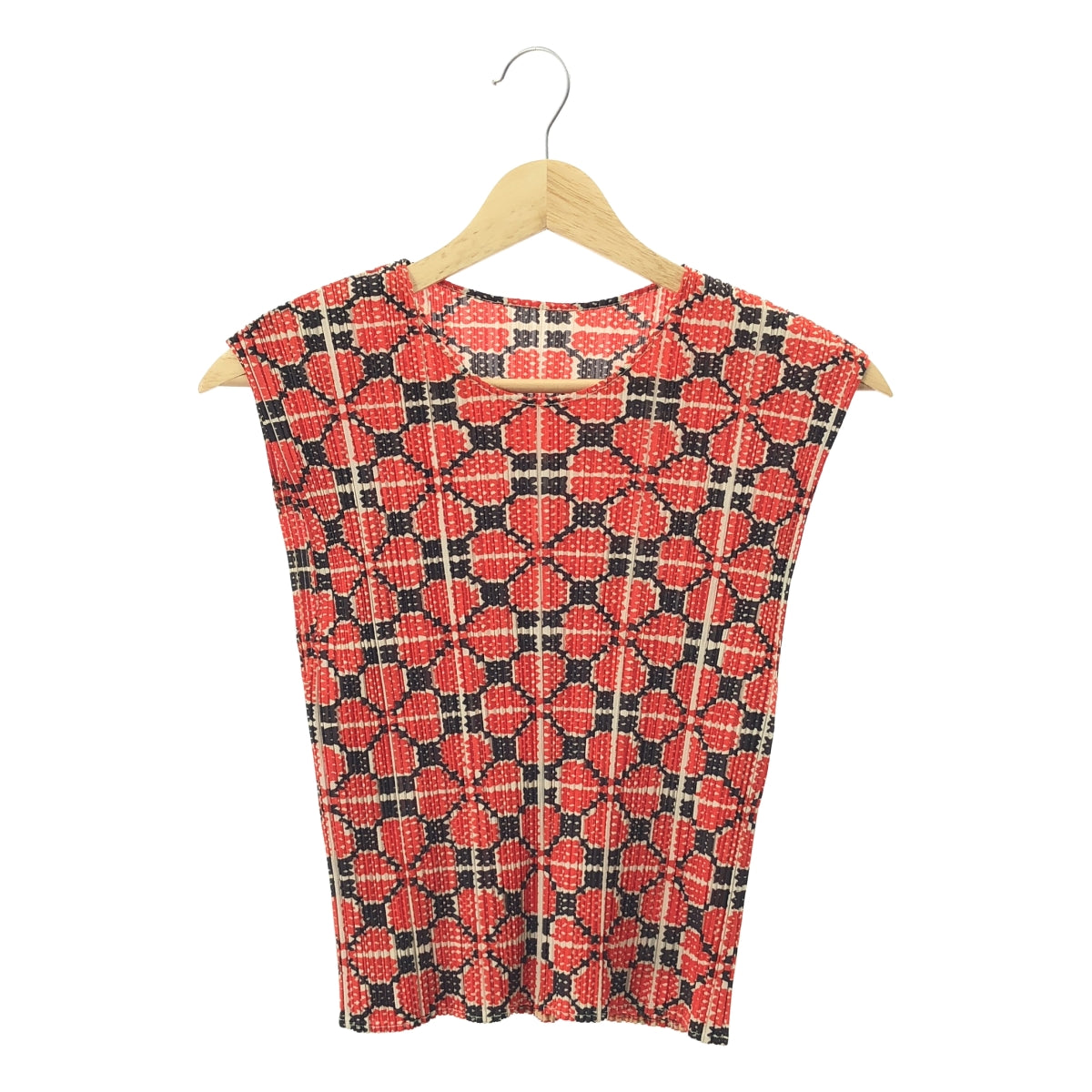 PLEATS PLEASE ISSEY MIYAKE | 全身印花無袖套頭衫 | 3碼 | 紅色 | 女款