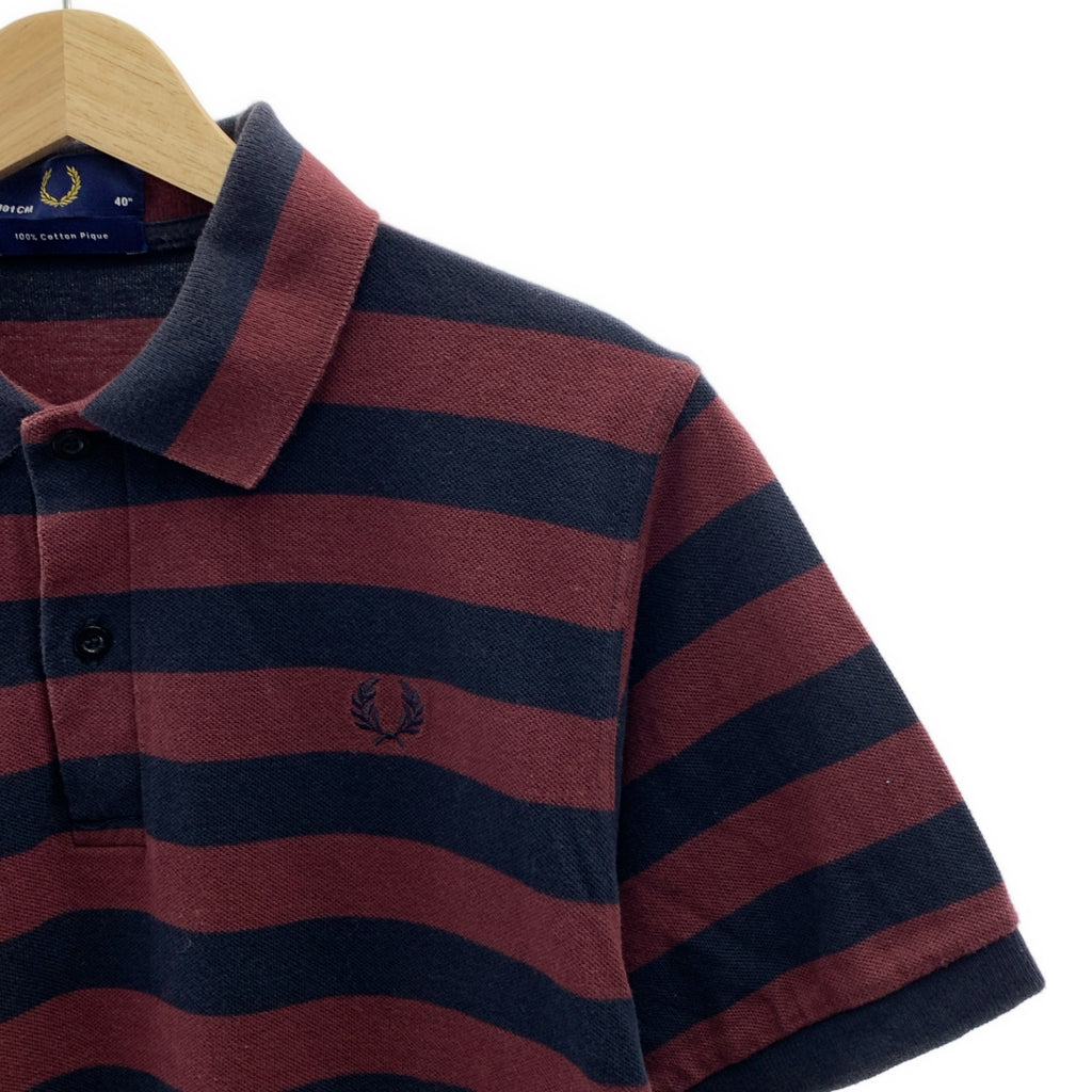 FRED PERRY / フレッドペリー | ワンポイントロゴ ポロシャツ カットソー | 40 | ボルドー/ネイビー | メンズ