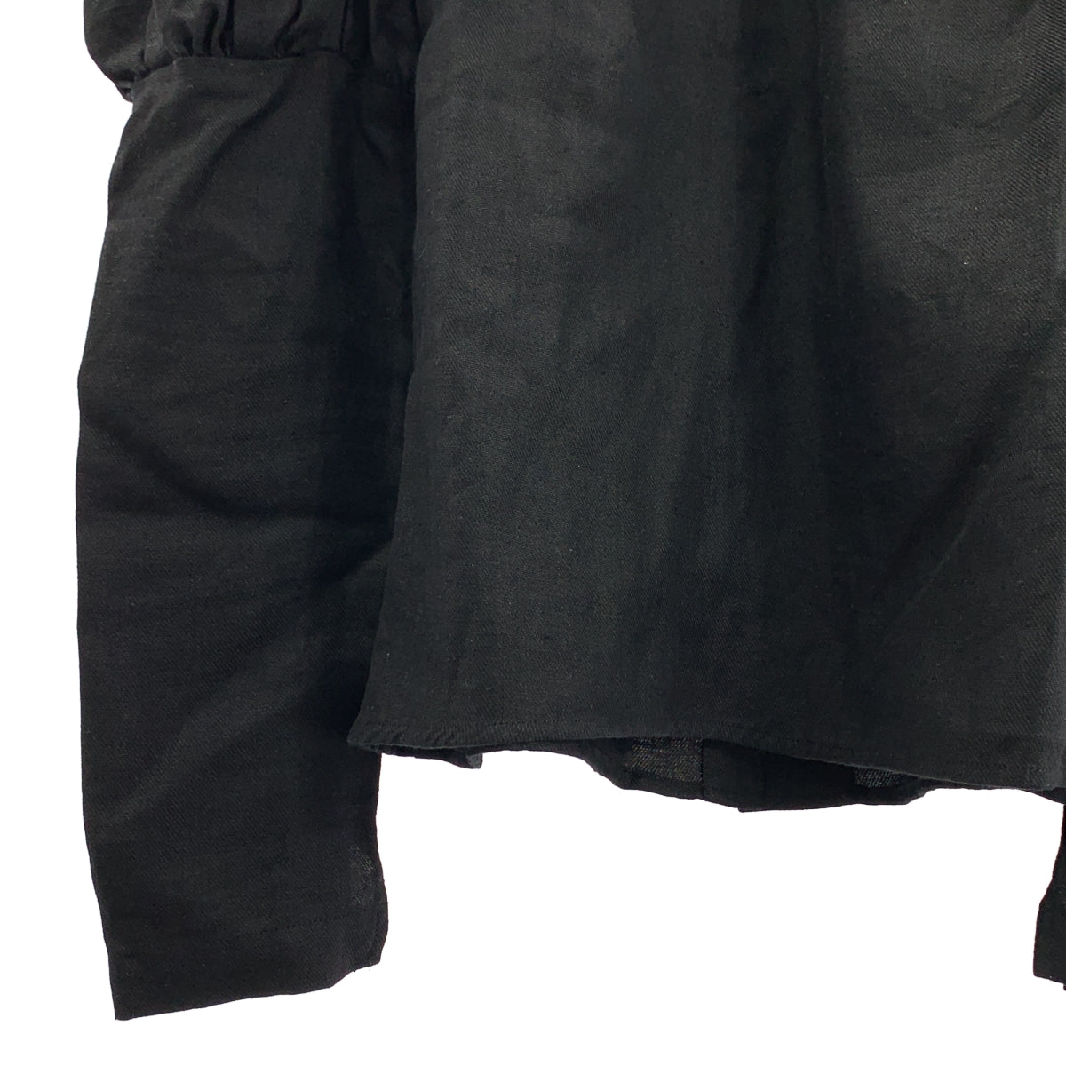 埃里科卡托里 |亞麻泡泡袖襯衫| SHOPBOP尺寸 F |黑色|女性的