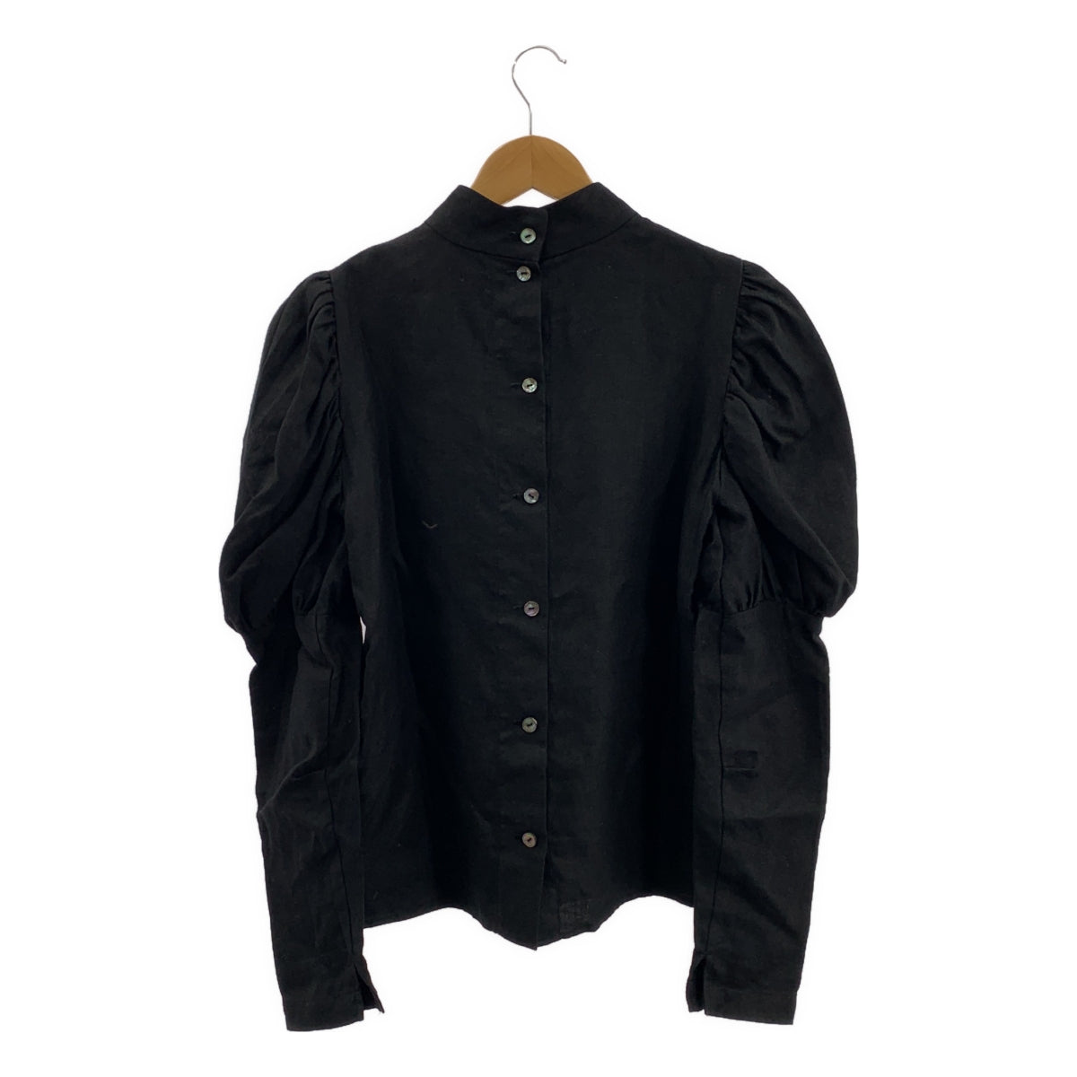 埃里科卡托里 |亞麻泡泡袖襯衫| SHOPBOP尺寸 F |黑色|女性的