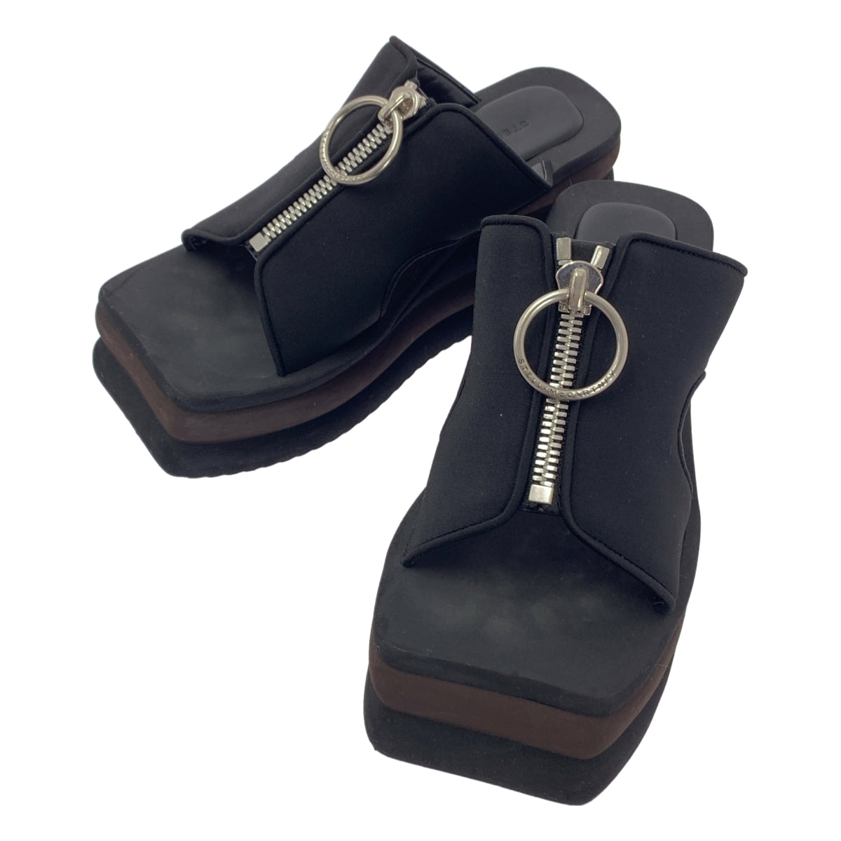 STELLA McCARTNEY | SLIDE STRETCH SCUBA / Logo 拉鍊厚底涼鞋 | 35 碼 | 黑色 | 女款