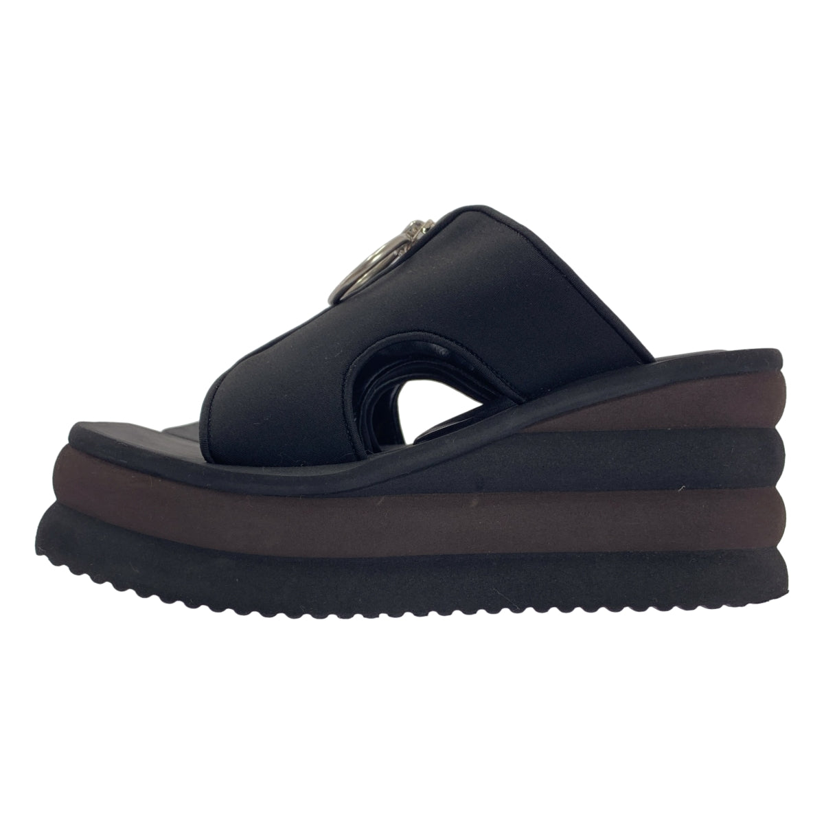 STELLA McCARTNEY / ステラマッカートニー | SLIDE STRETCH SCUBA / ロゴジップ プラットフォーム サンダル | 35 | ブラック | レディース